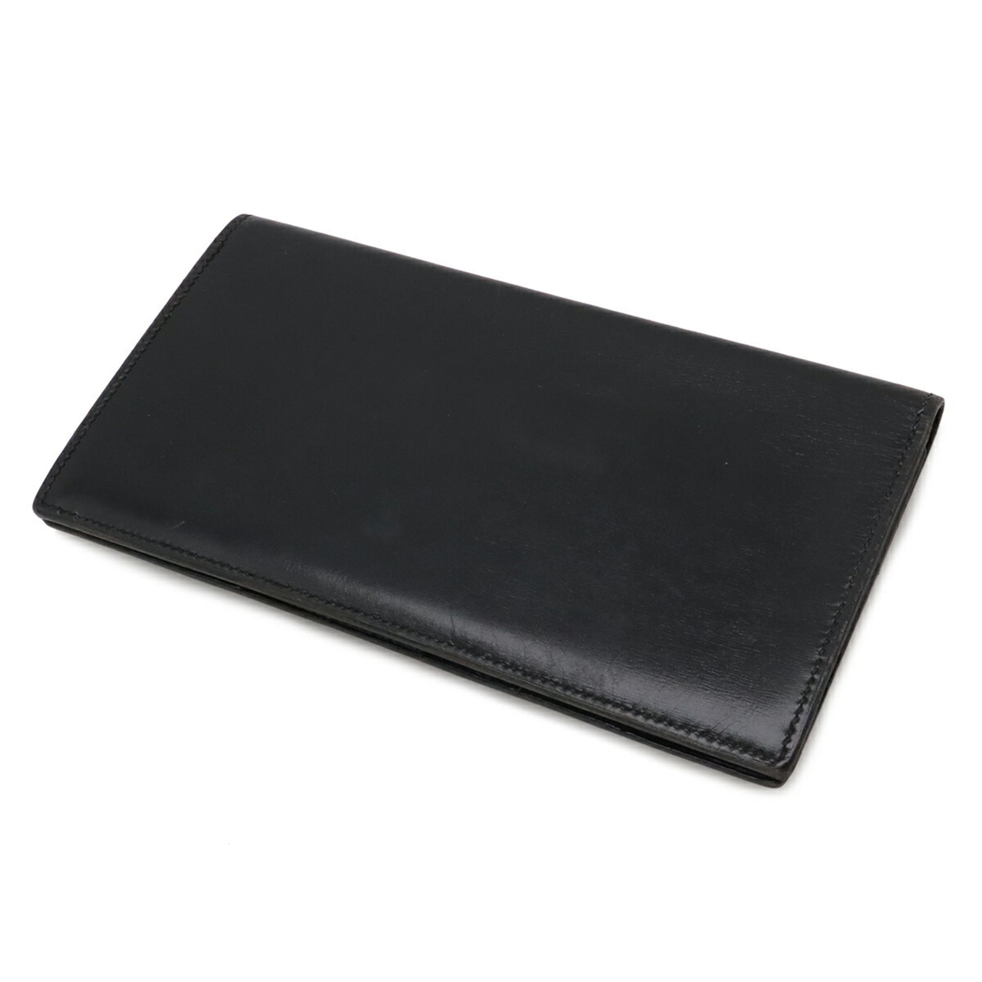 Hermes Osaka Black Box Calf Leather Long Wallet (Bi-Fold) (Pre-Owned)