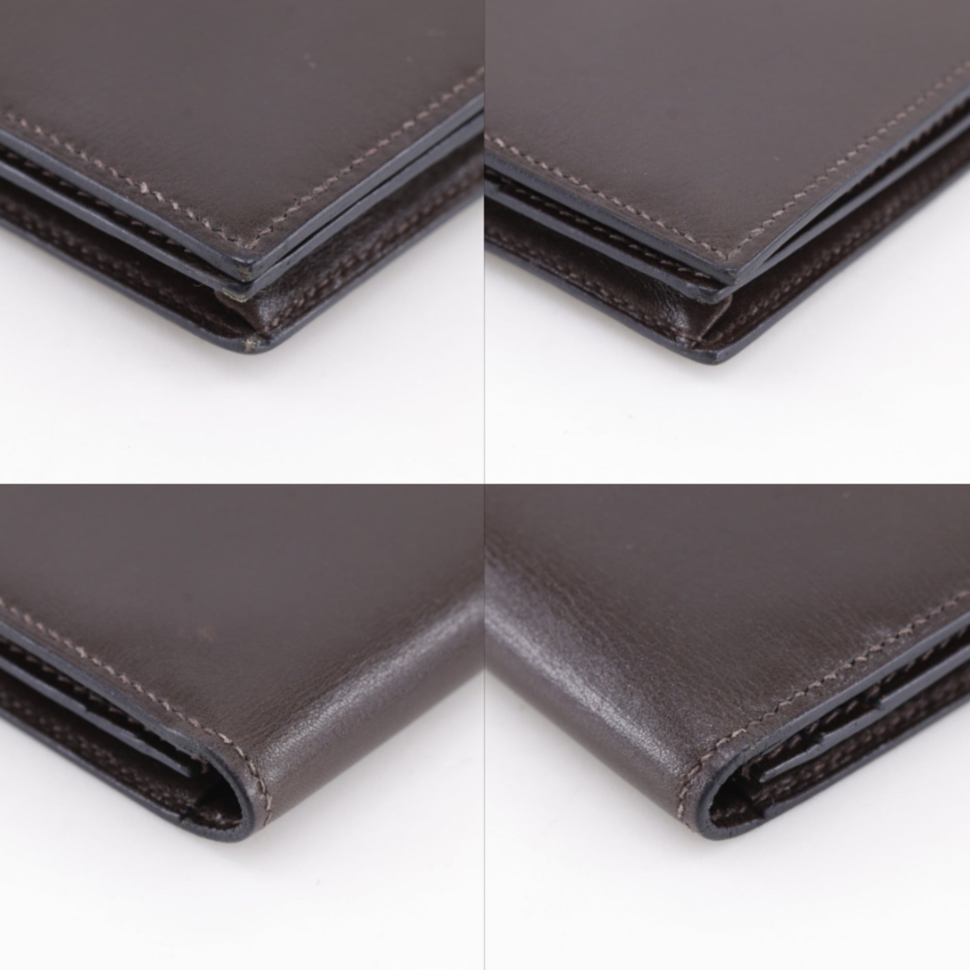 Hermes Brown Box Calf Leather Long Wallet (Bi-Fold) (Pre-Owned)