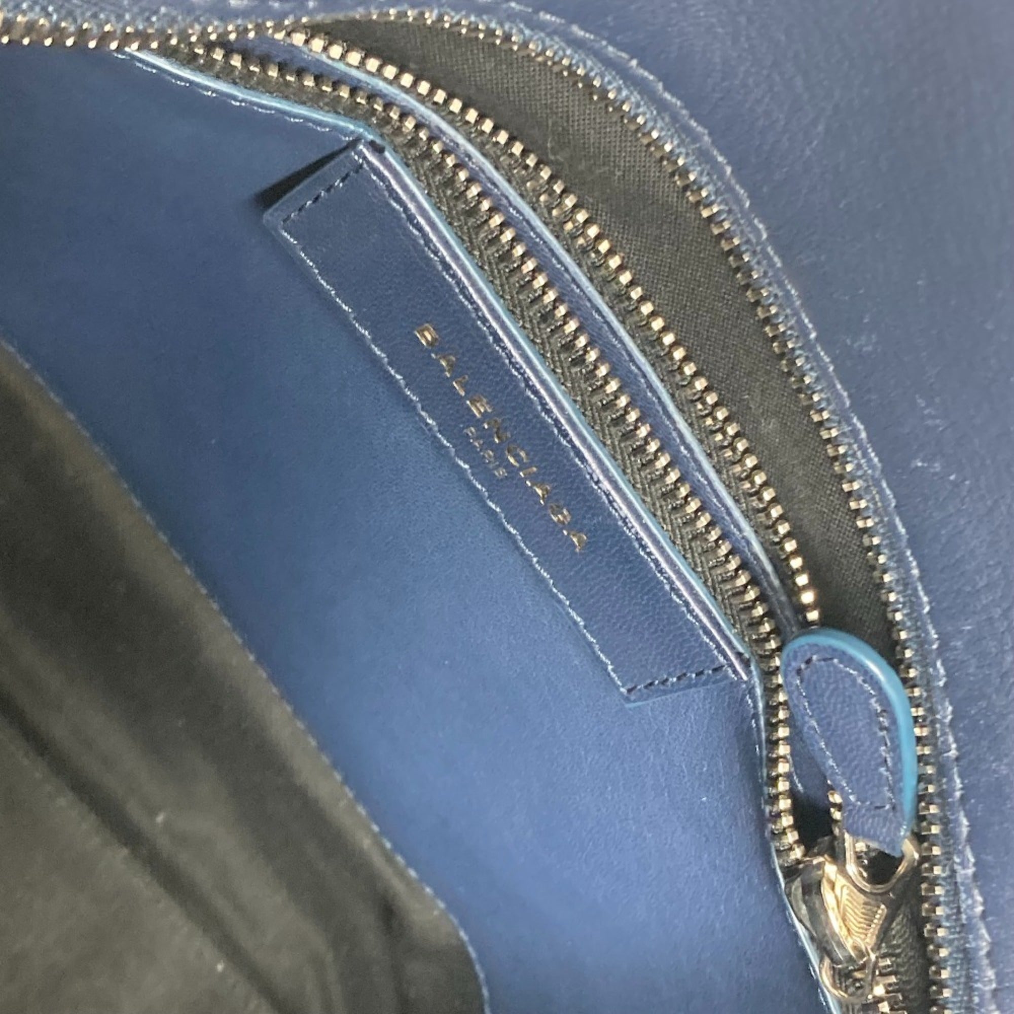Balenciaga Navy Leather Handbag Shoulder Bag Tote Bag (Pre-Owned)