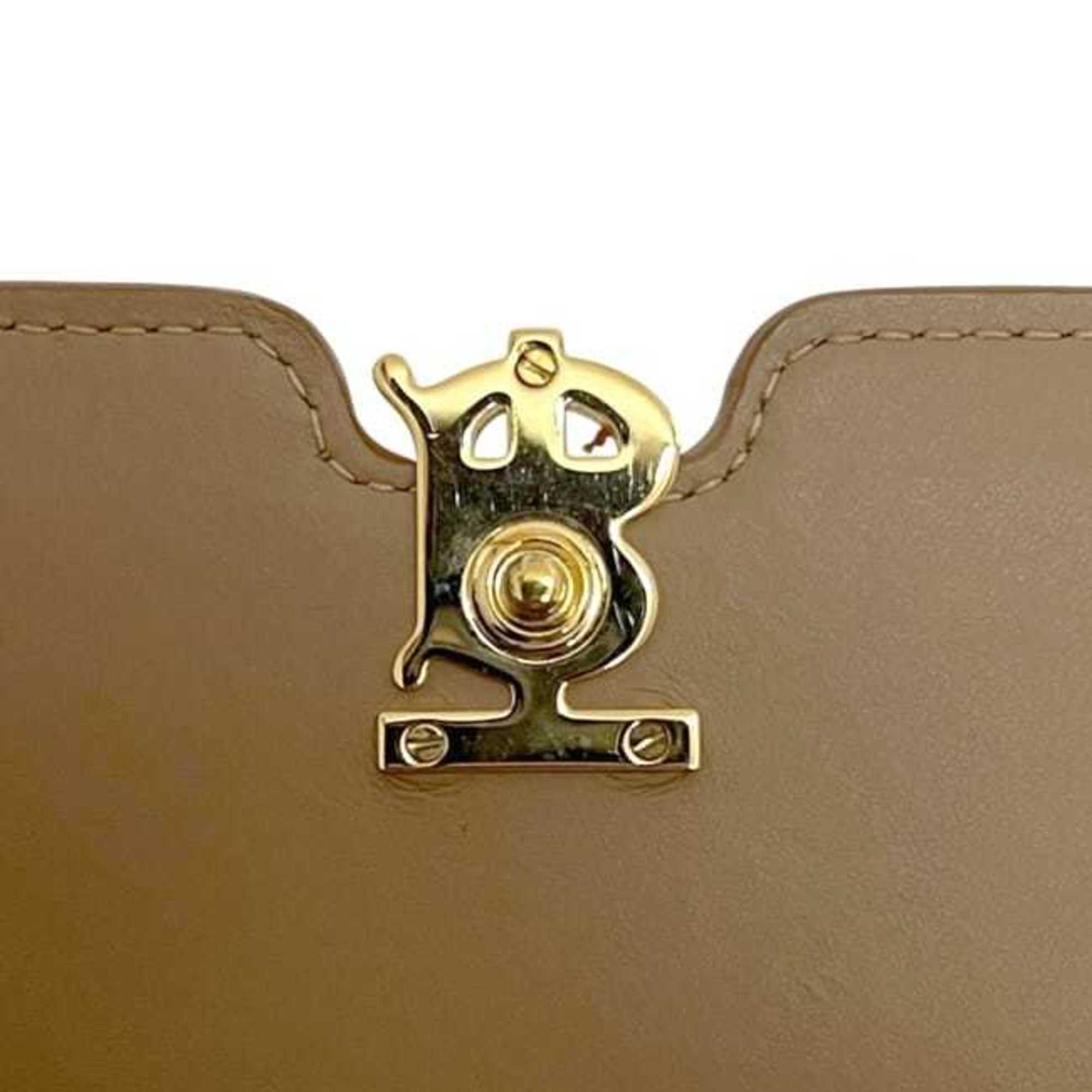 Burberry Beige Brown Leather Long Wallet (Bi-Fold) (Pre-Owned)