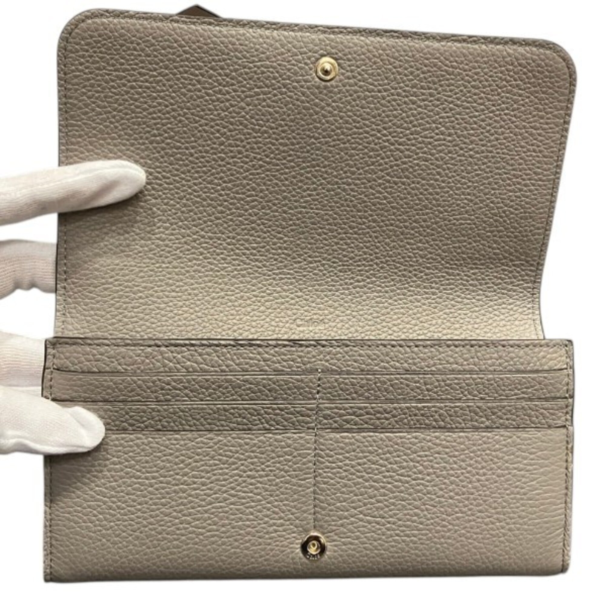 Chloé Grayish Leather Long Wallet (Bi-Fold) (Pre-Owned)