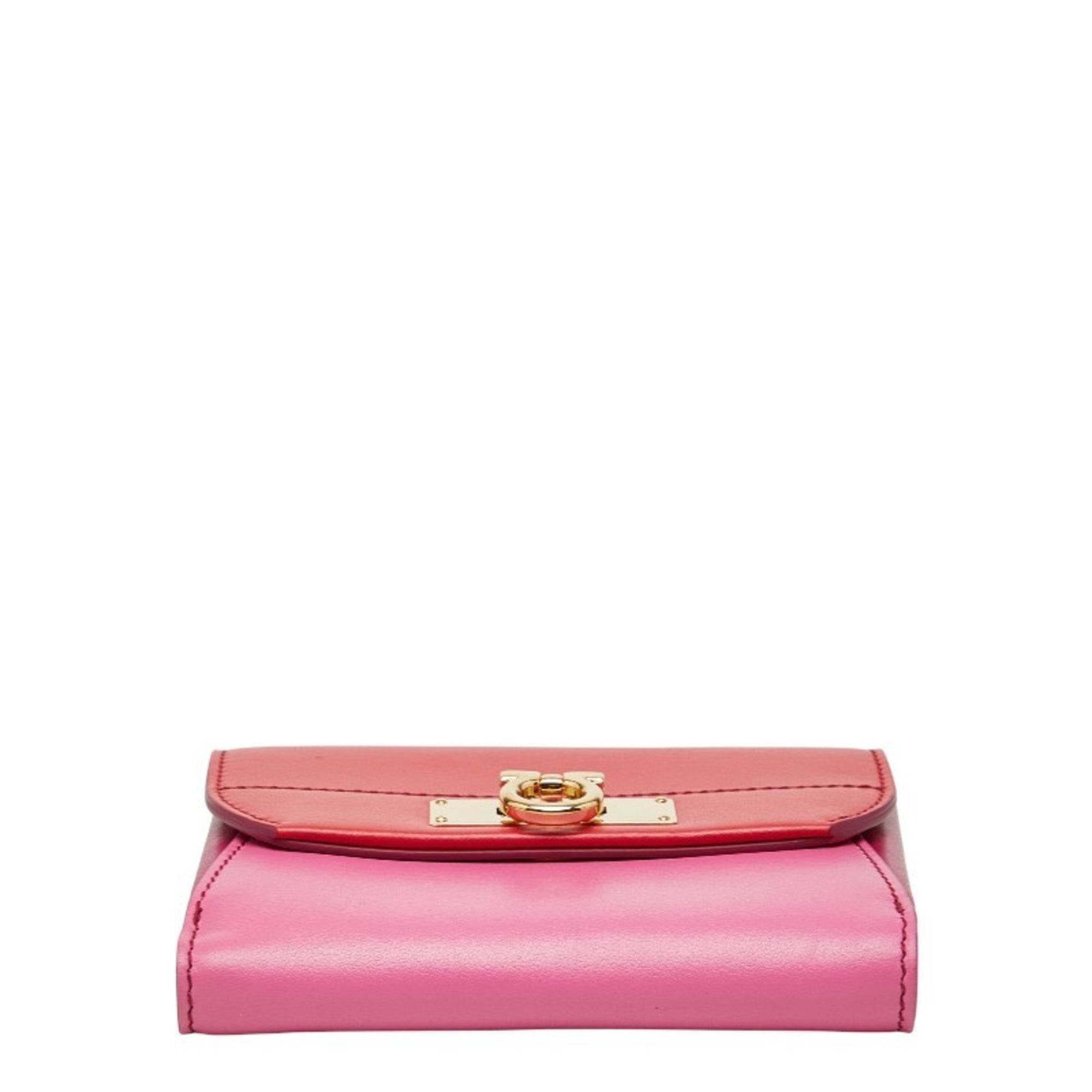 Salvatore Ferragamo Pink Red Color Leather Wallet (Bi-Fold) (Pre-Owned)