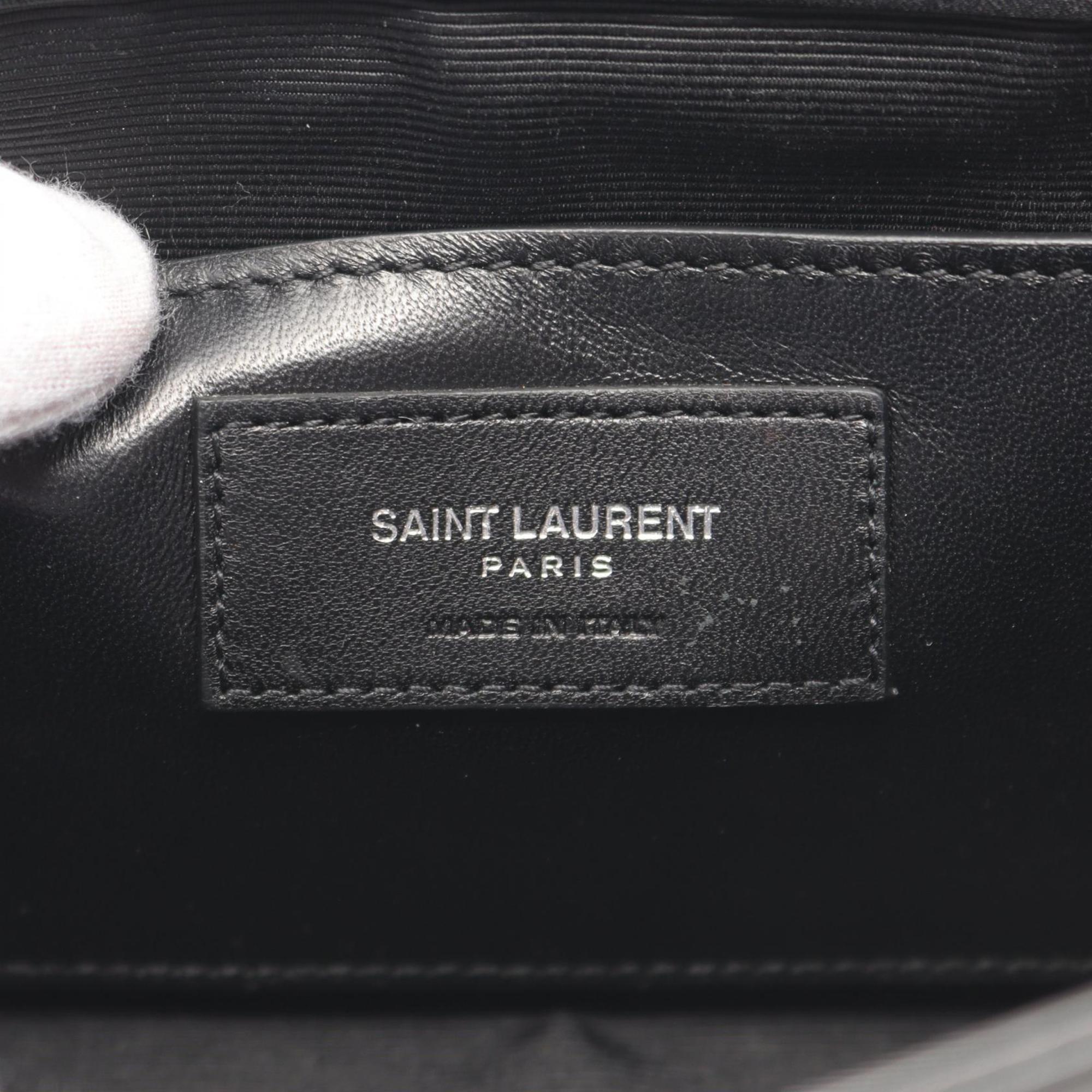 Saint Laurent Black Pink Red Color Leather Clutch Bag (Pre-Owned)