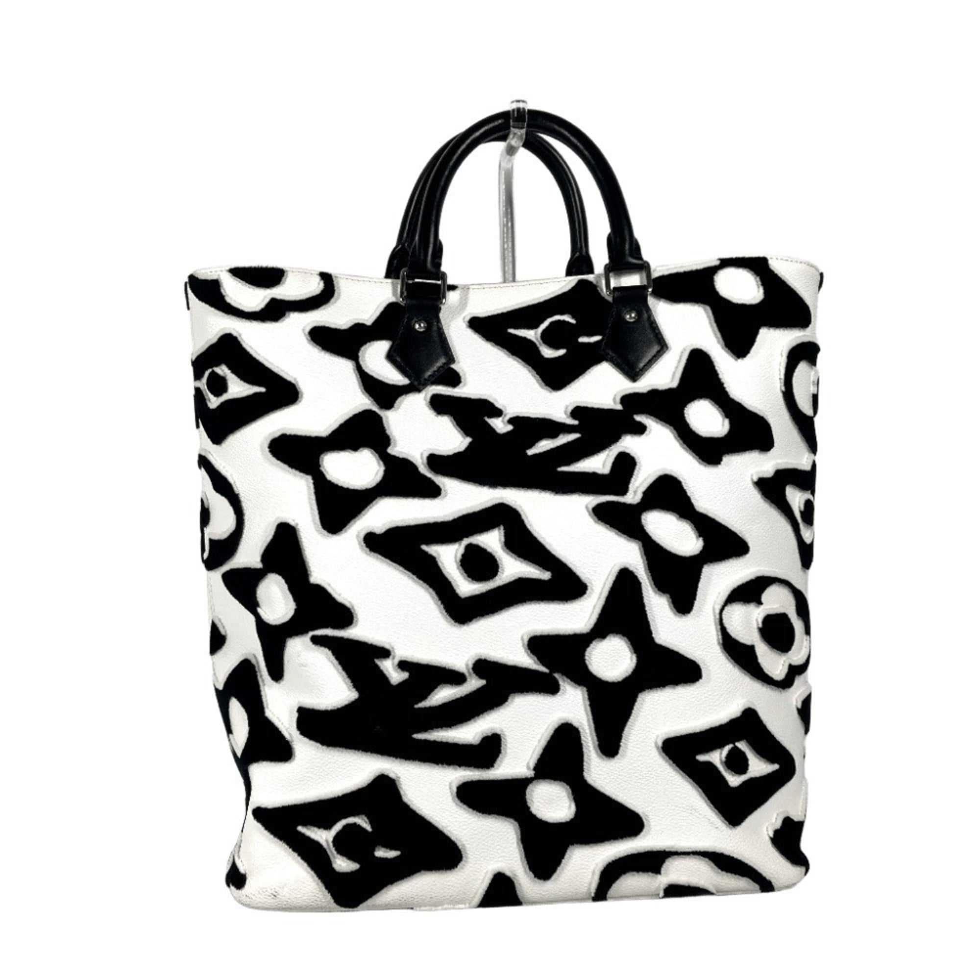 Louis Vuitton Black White Coated Canvas Shoulder Bag Tote Bag (Pre-Owned)