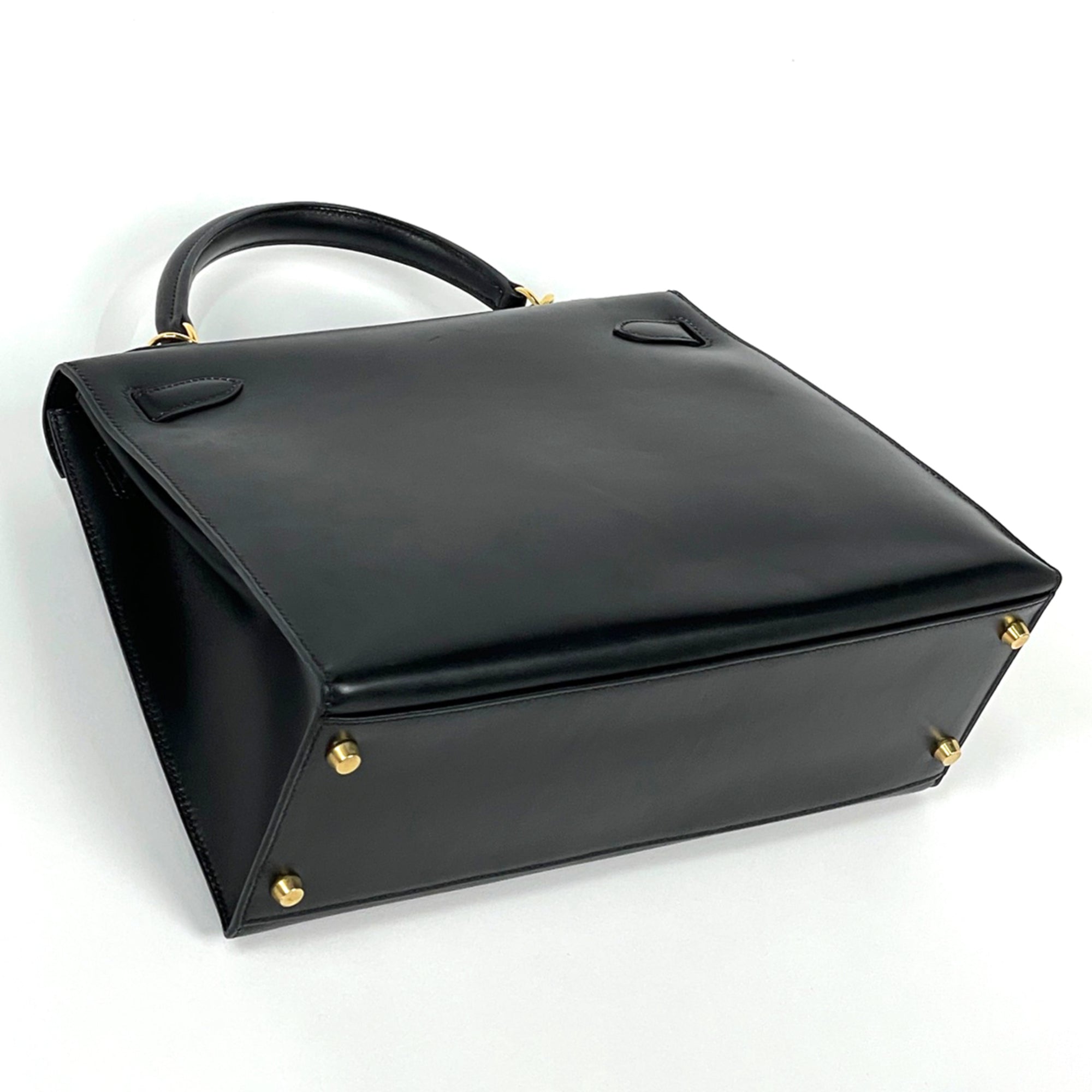 Hermes Kelly Black Box Calf Leather Handbag (Pre-Owned)