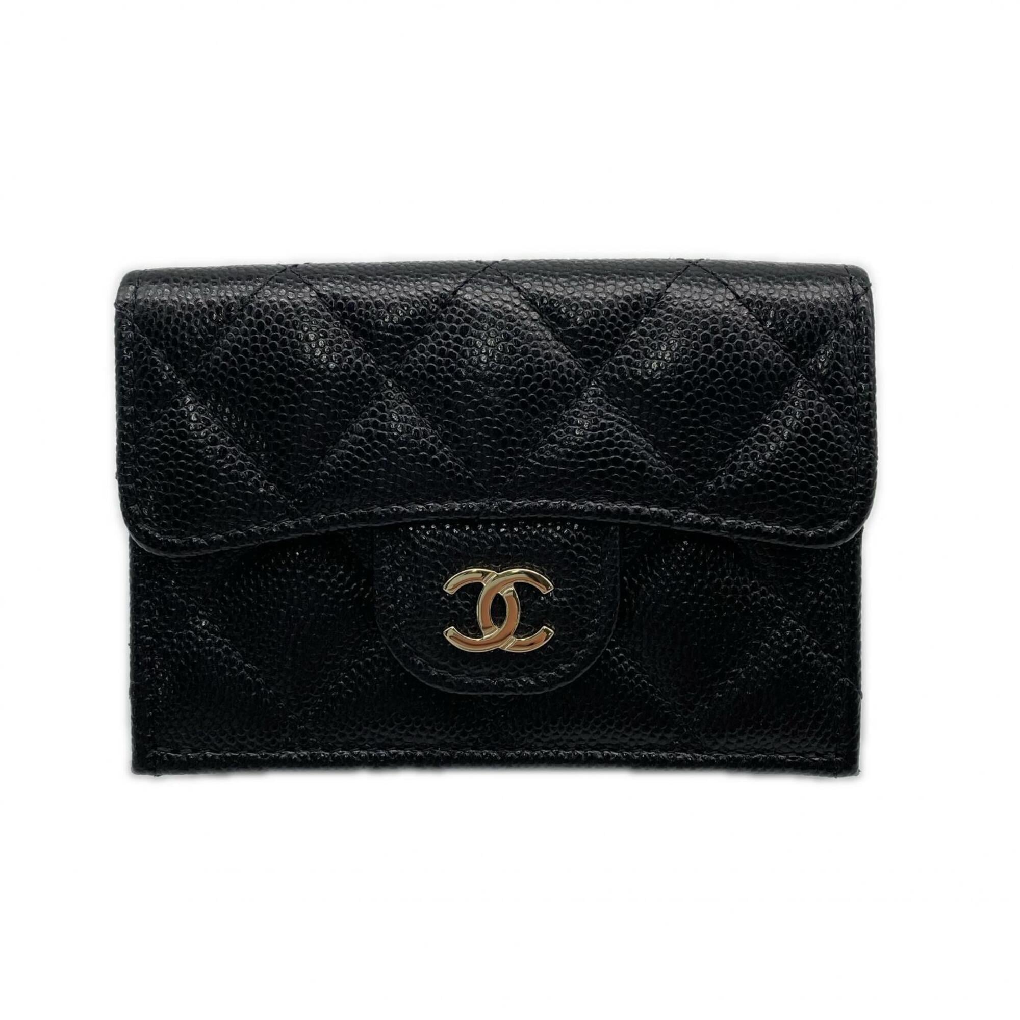 Chanel Matelasse Black Grained Calfskin Wallet (Tri-Fold) (Pre-Owned)