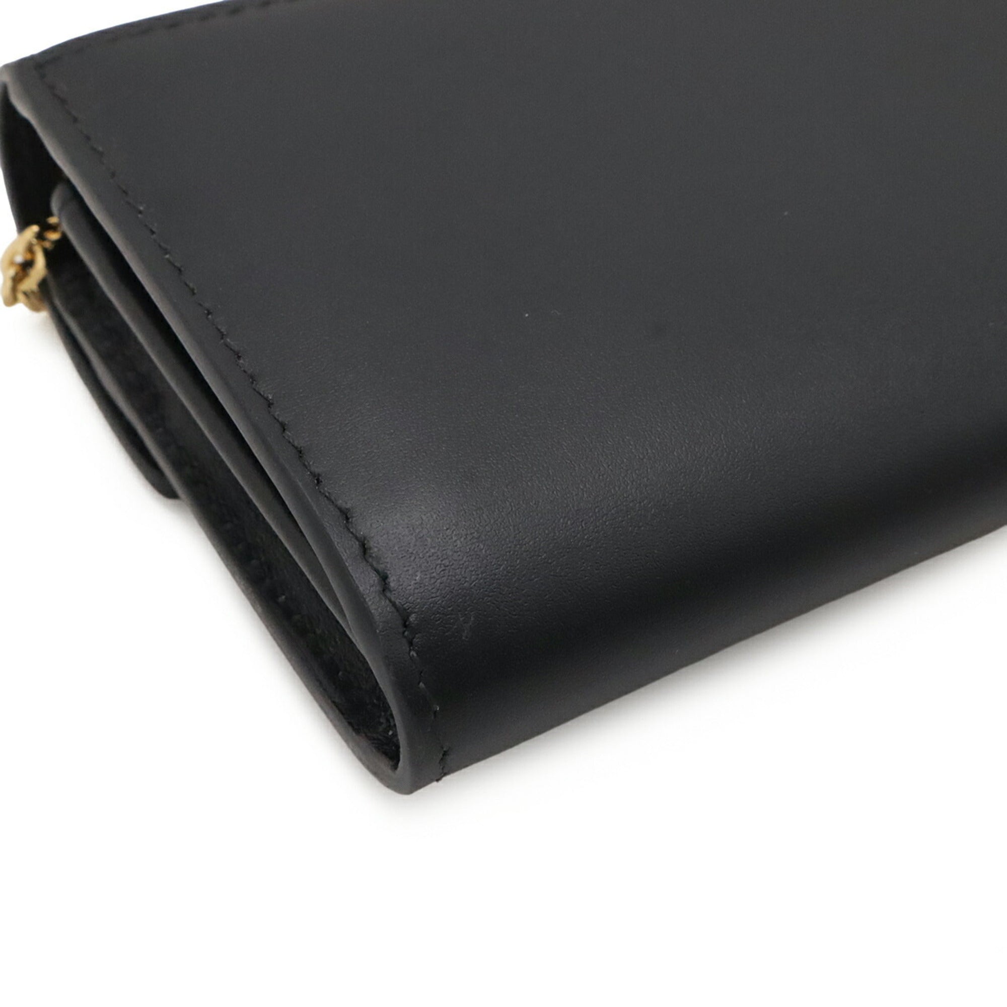 Fendi Black Leather Chain/Shoulder Wallet (Pre-Owned)