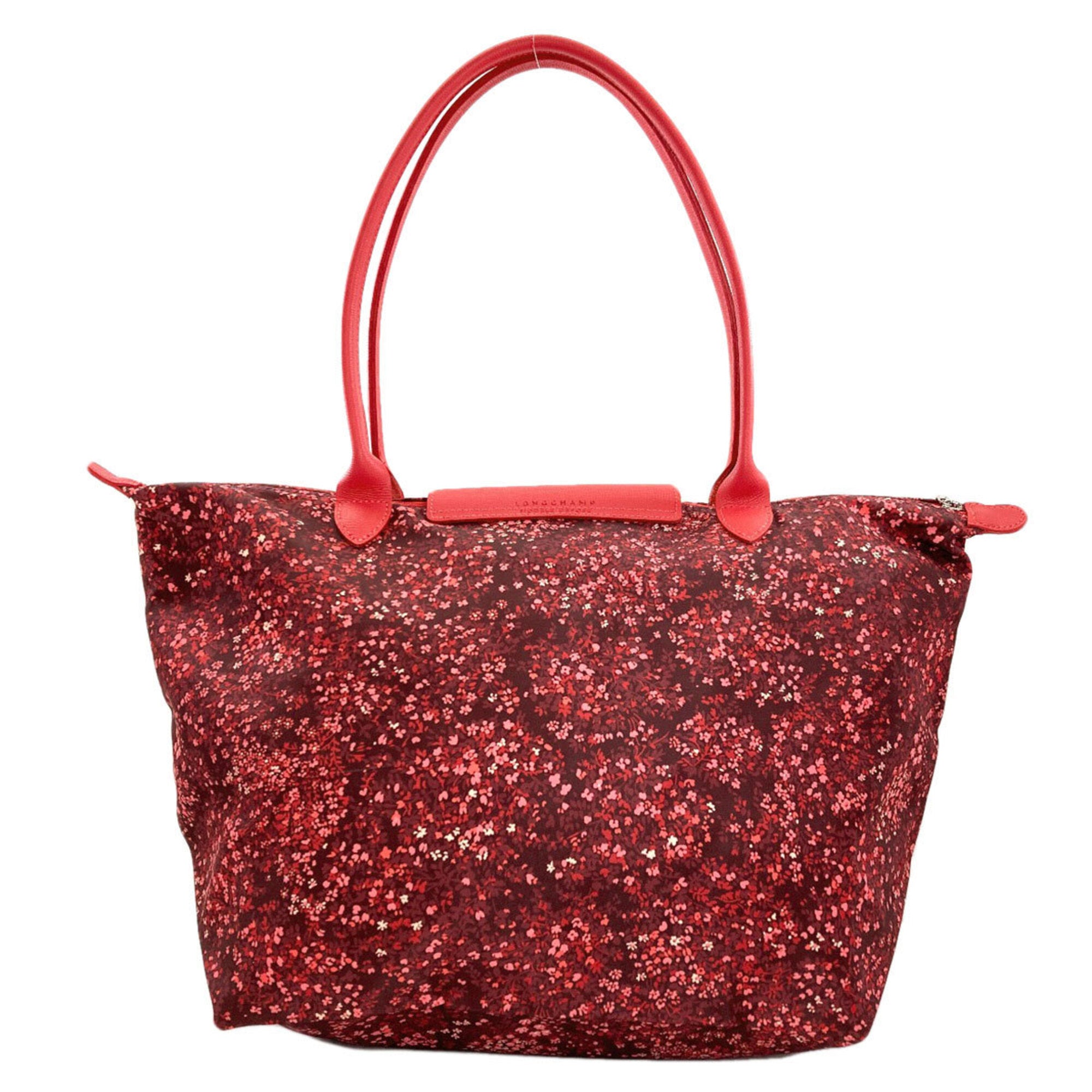 Longchamp Le Pliage Red Color Nylon Tote Bag (Pre-Owned)