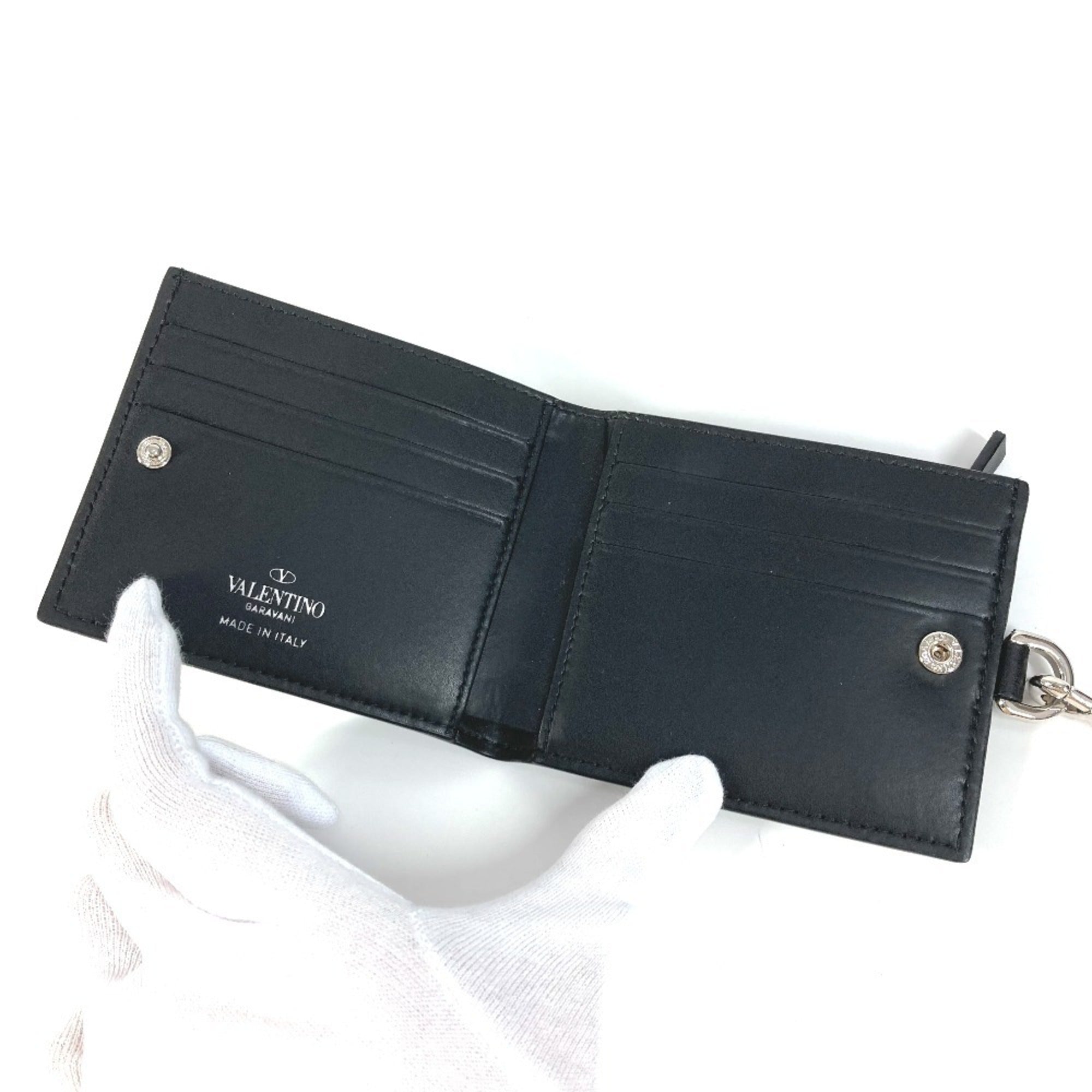 Valentino Black Yellow Leather Coin Purse/Coin Case (Pre-Owned)