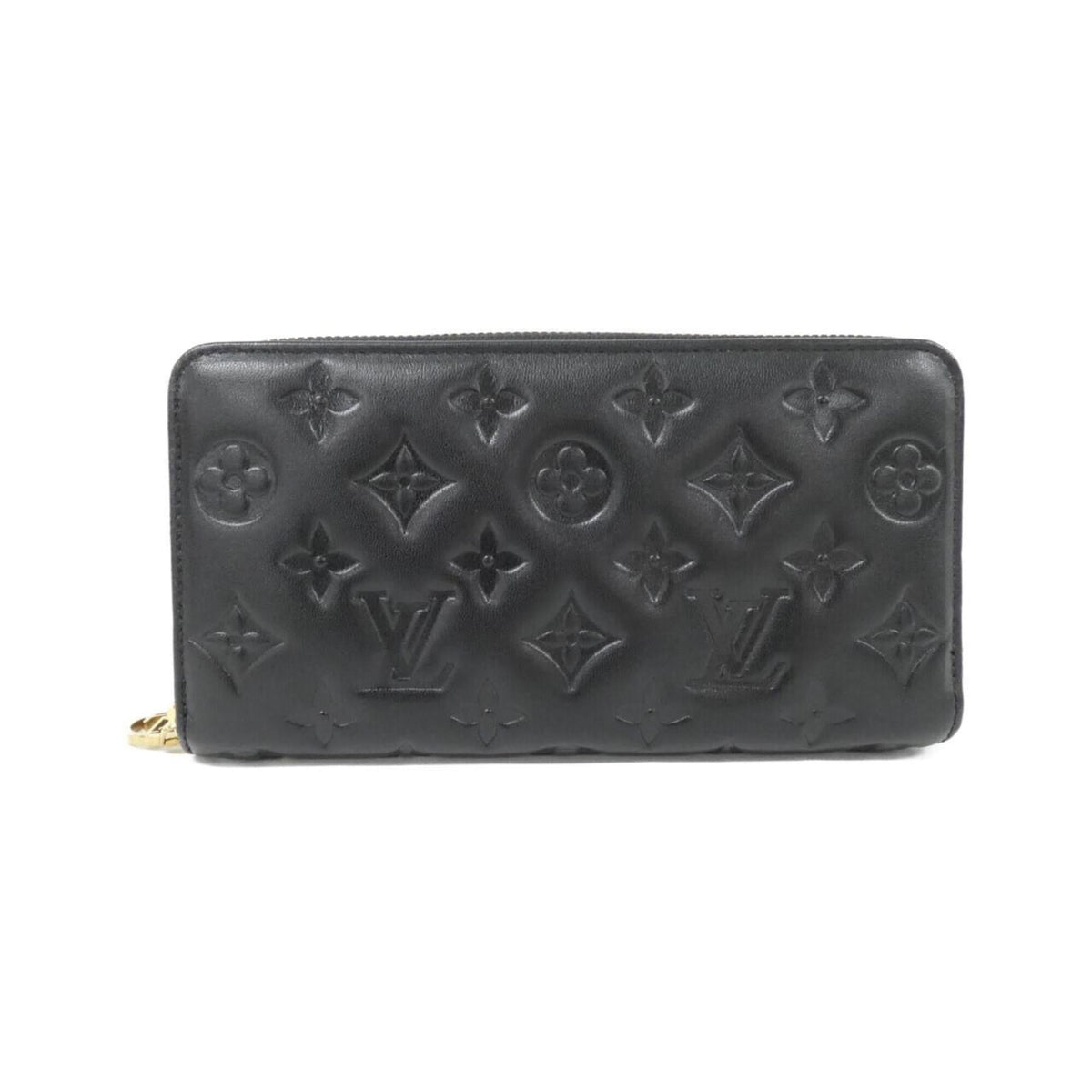Louis Vuitton Black Leather Long Wallet (Bi-Fold) (Pre-Owned)