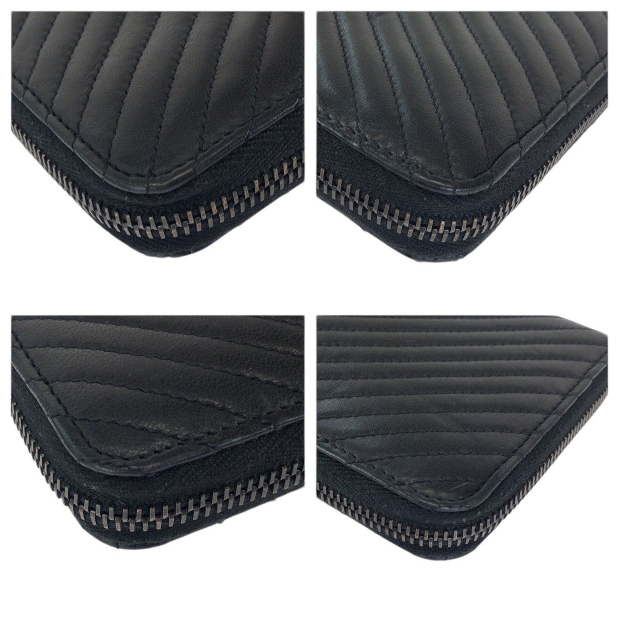 Chanel Black Leather Long Wallet (Bi-Fold) (Pre-Owned)