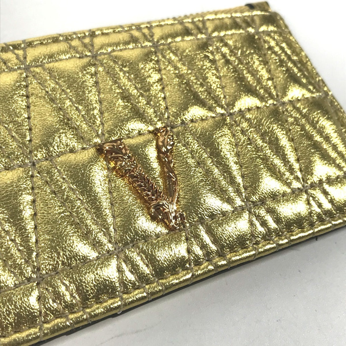 Versace Gold Leather Coin Purse/Coin Case (Pre-Owned)