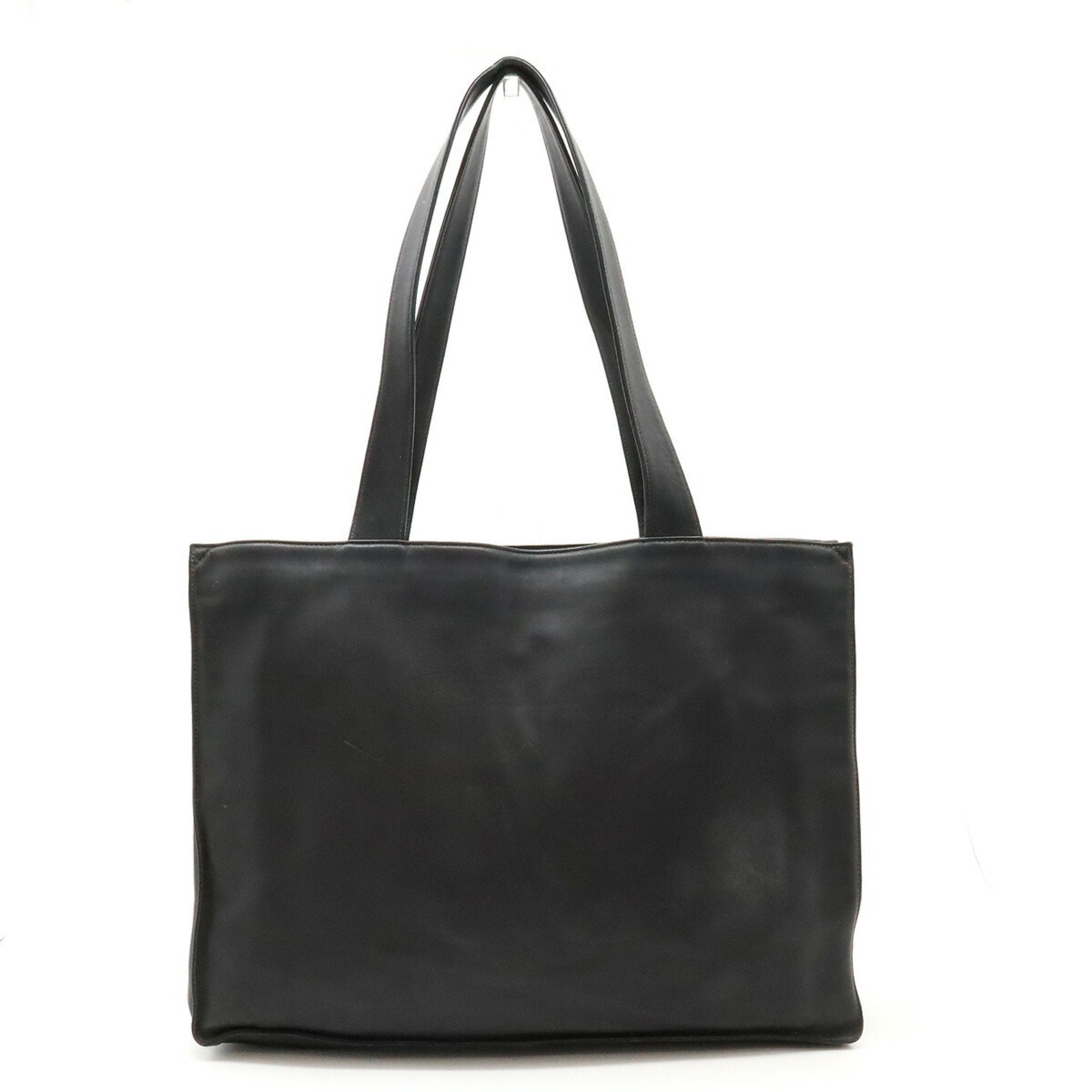 Chanel Black Leather Shoulder Bag Tote Bag (Pre-Owned)