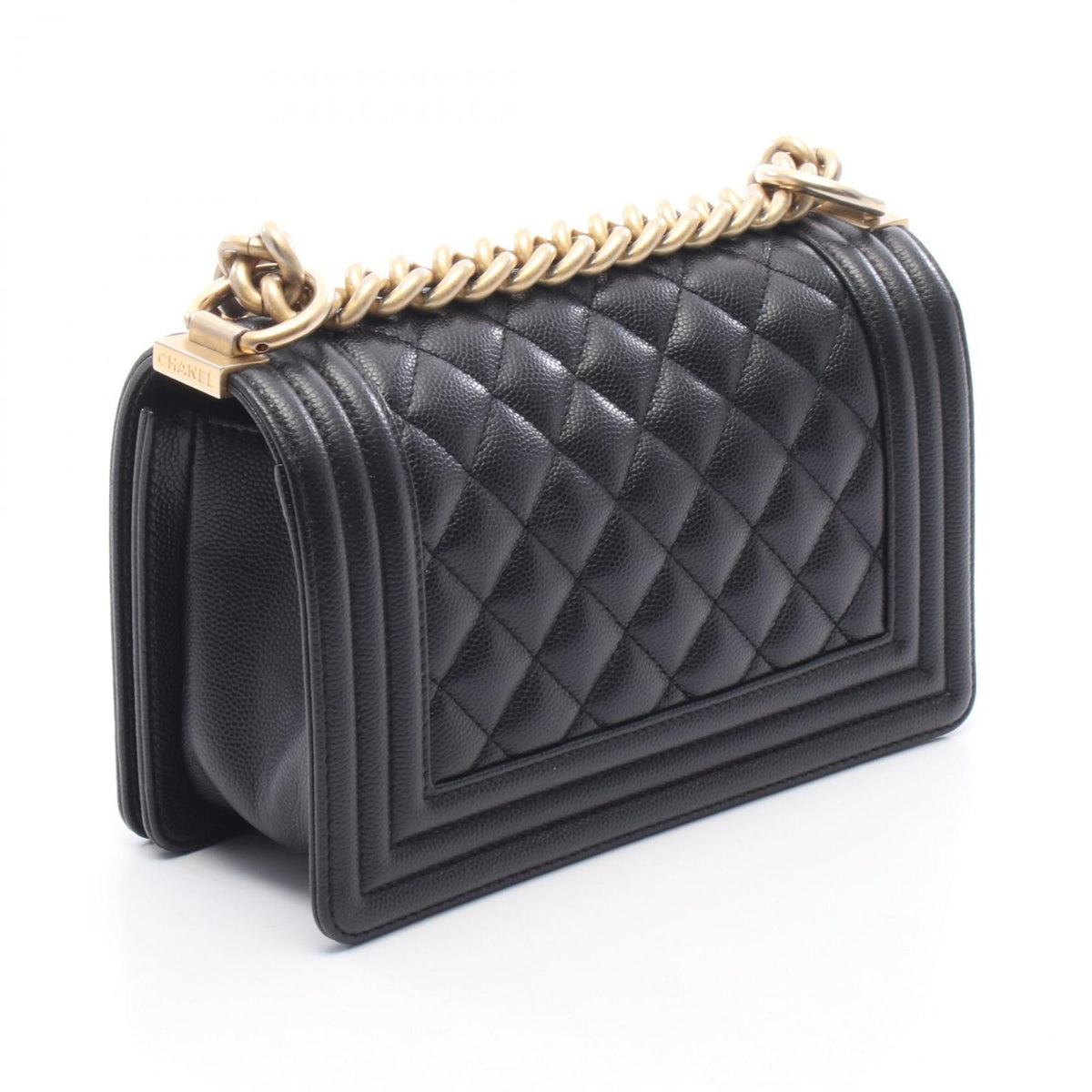 Chanel Black Grained Calfskin Handbag Shoulder Bag (Pre-Owned)