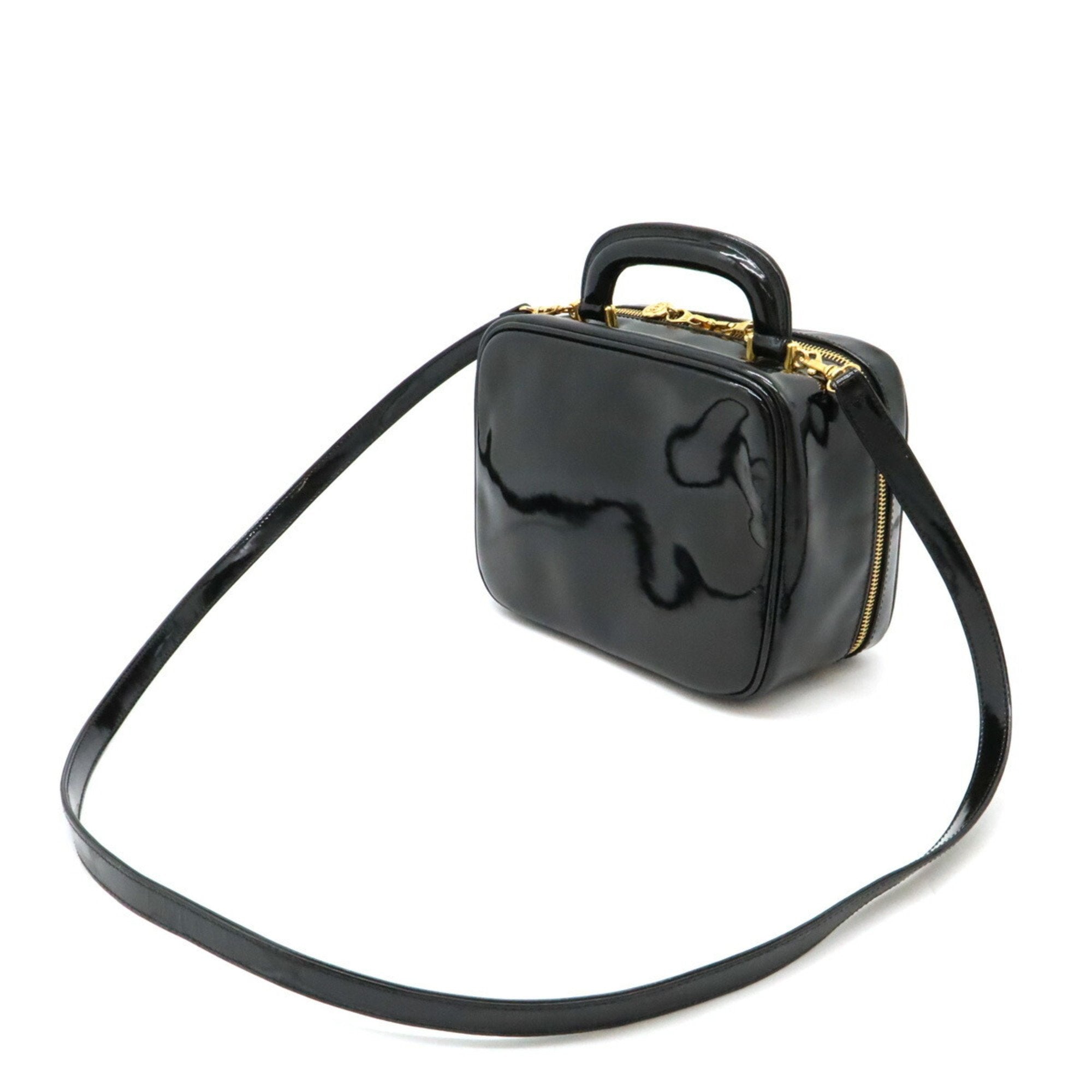 Chanel Black Leather Handbag Shoulder Bag Vanity Bag (Pre-Owned)