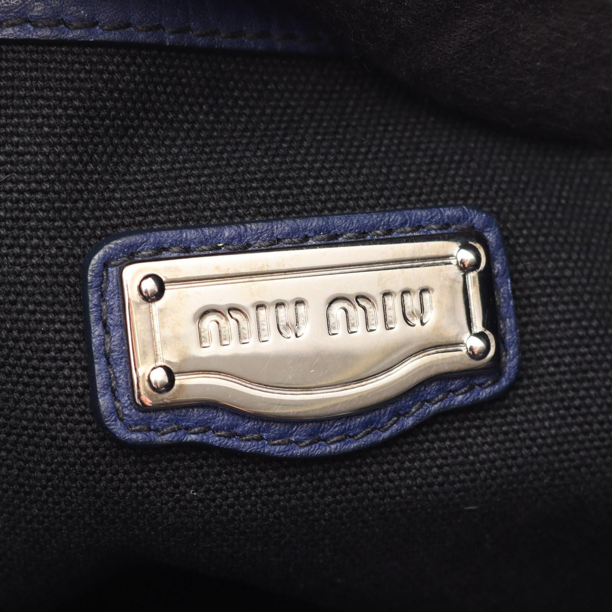 Miu Miu Blue Leather Handbag Tote Bag (Pre-Owned)