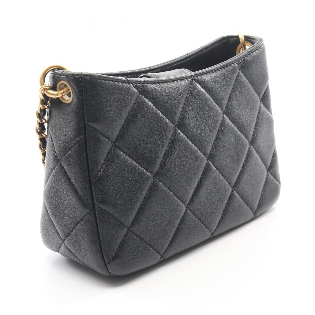 Chanel Black Leather Handbag Shoulder Bag (Pre-Owned)