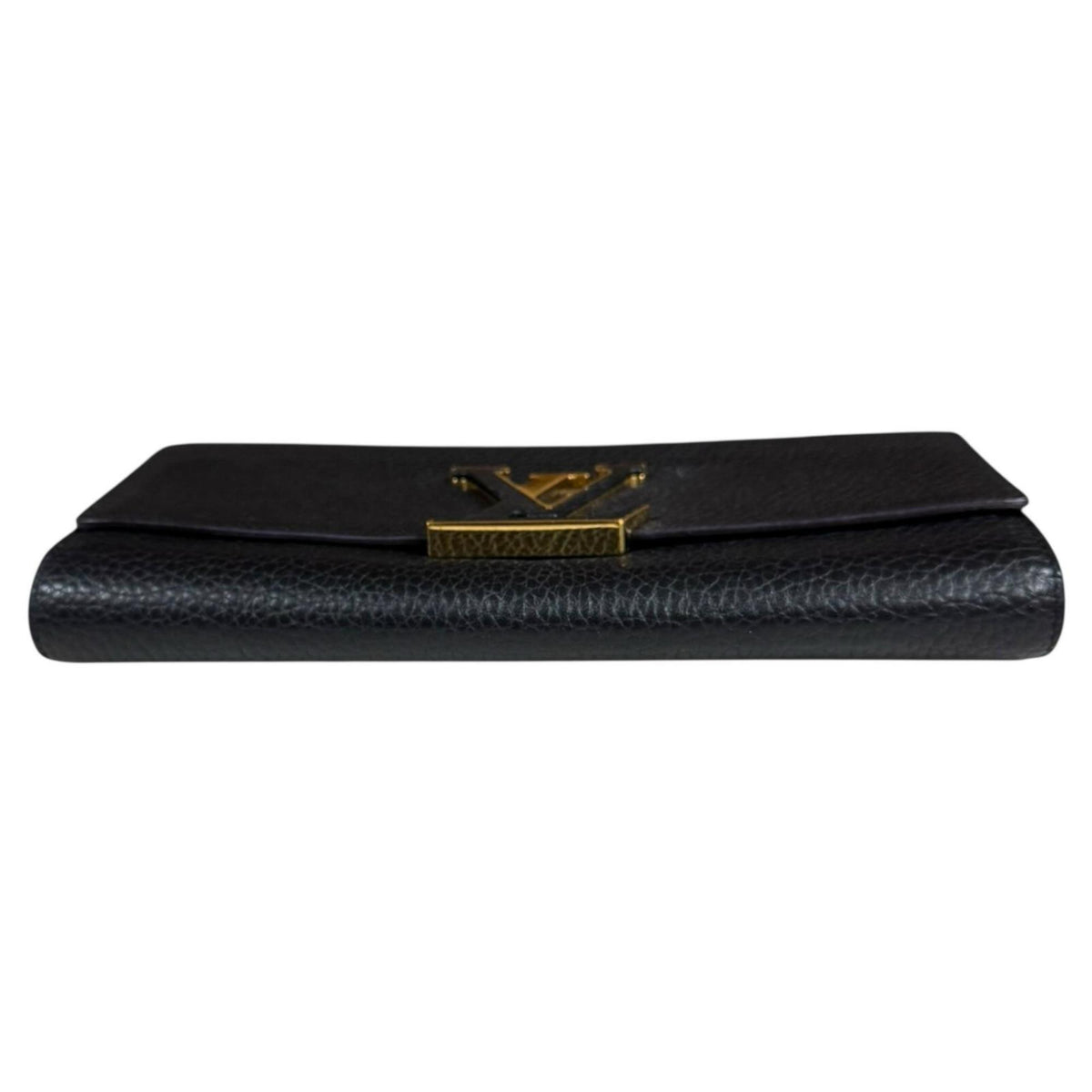 Louis Vuitton Black Noir Leather Long Wallet (Bi-Fold) (Pre-Owned)