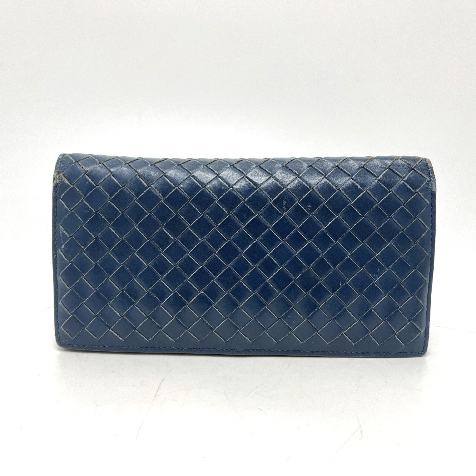 Bottega Veneta Blue Leather Long Wallet (Bi-Fold) (Pre-Owned)
