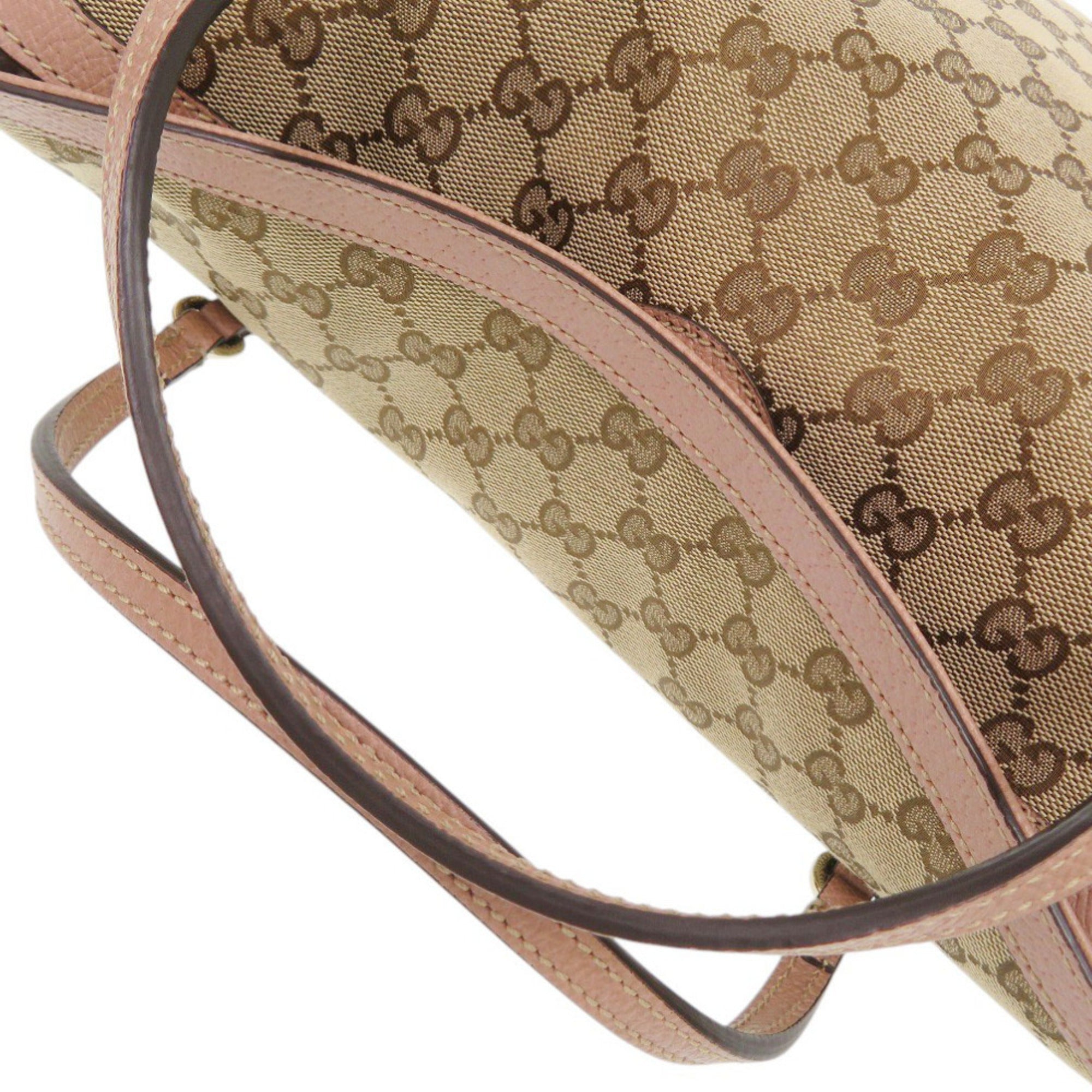 Gucci Beige Pink Gg Canvas Leather Handbag (Pre-Owned)