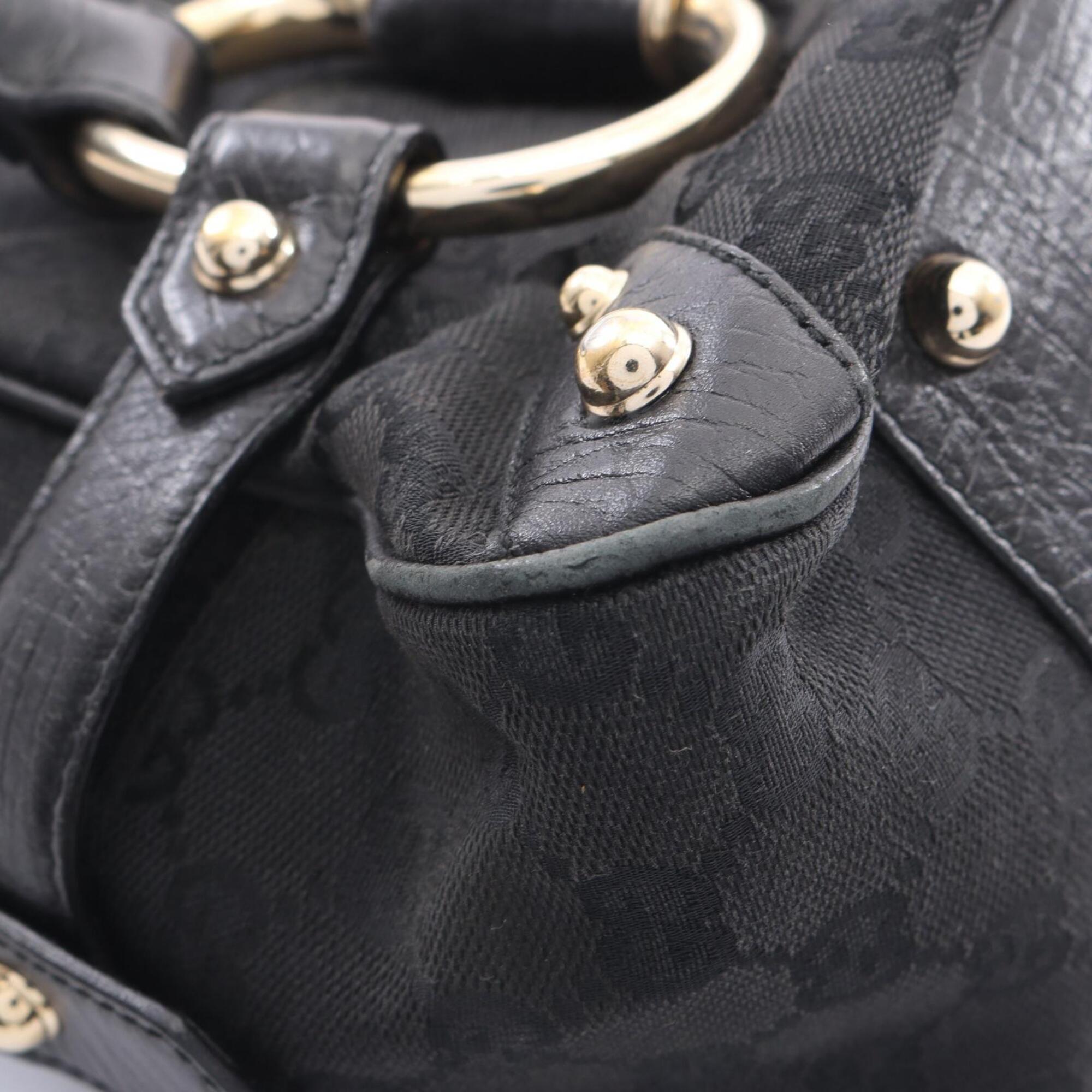 Gucci Black Green Red Color Gg Canvas Leather Handbag (Pre-Owned)