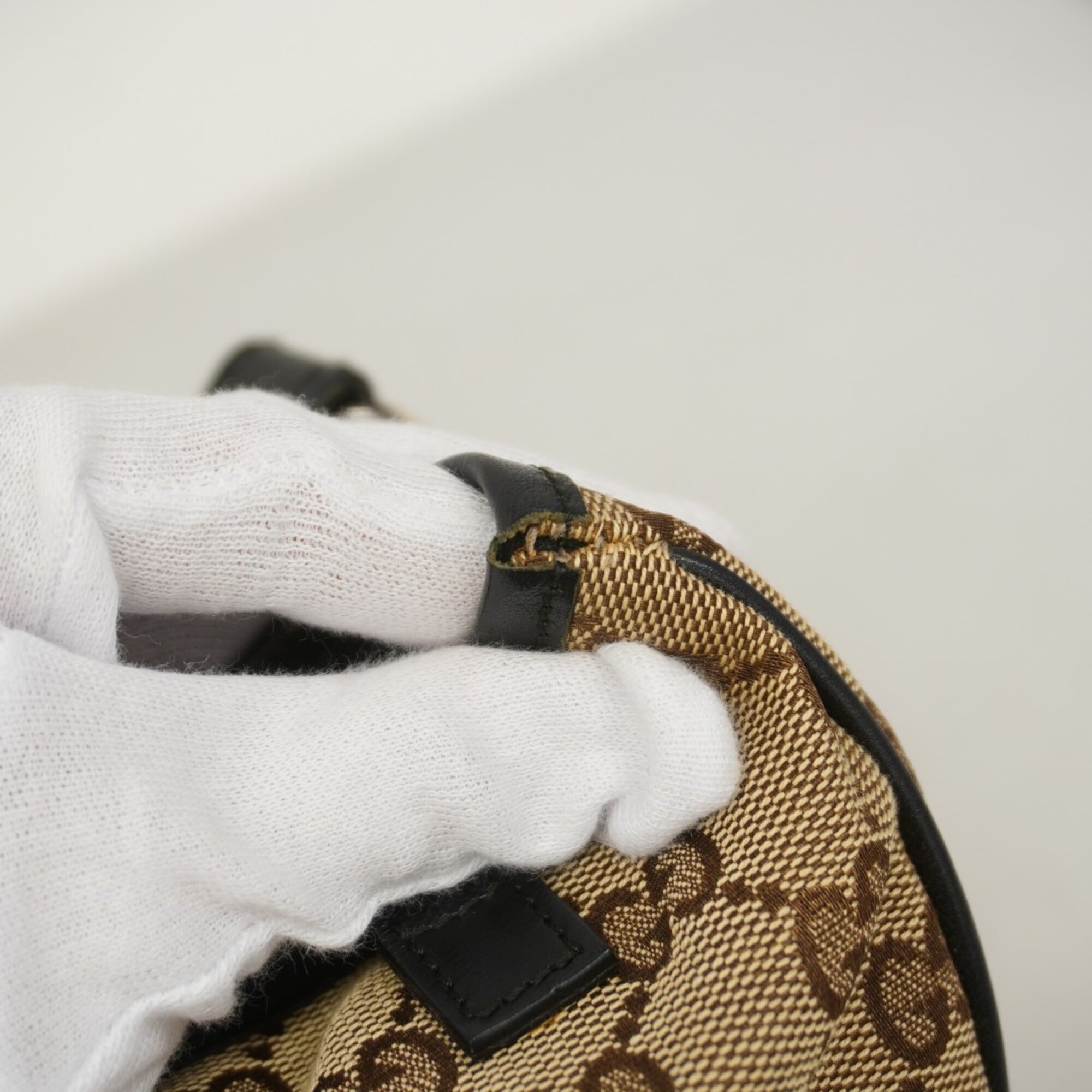 Gucci Beige Black Canvas Tote Bag (Pre-Owned)