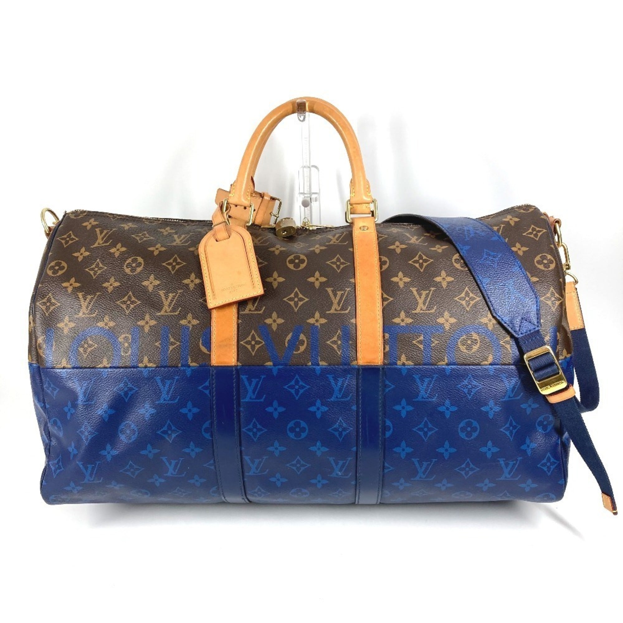 Louis Vuitton Blue Brown Monogram Boston Bag Shoulder Bag (Pre-Owned)