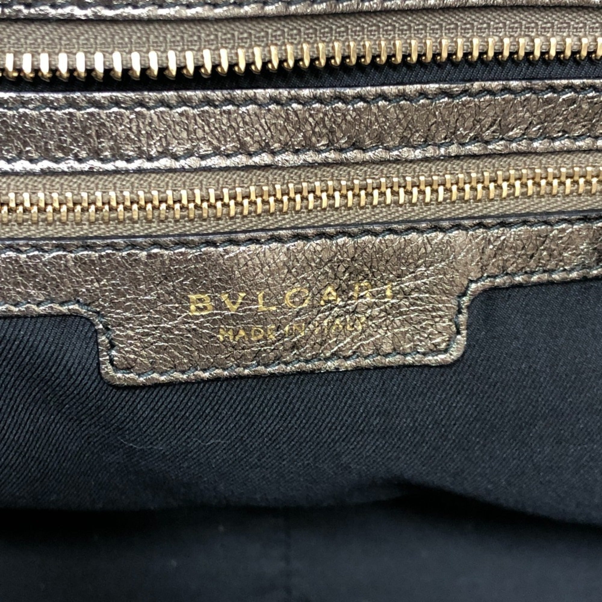 Bvlgari Gold Leather Shoulder Bag Tote Bag (Pre-Owned)