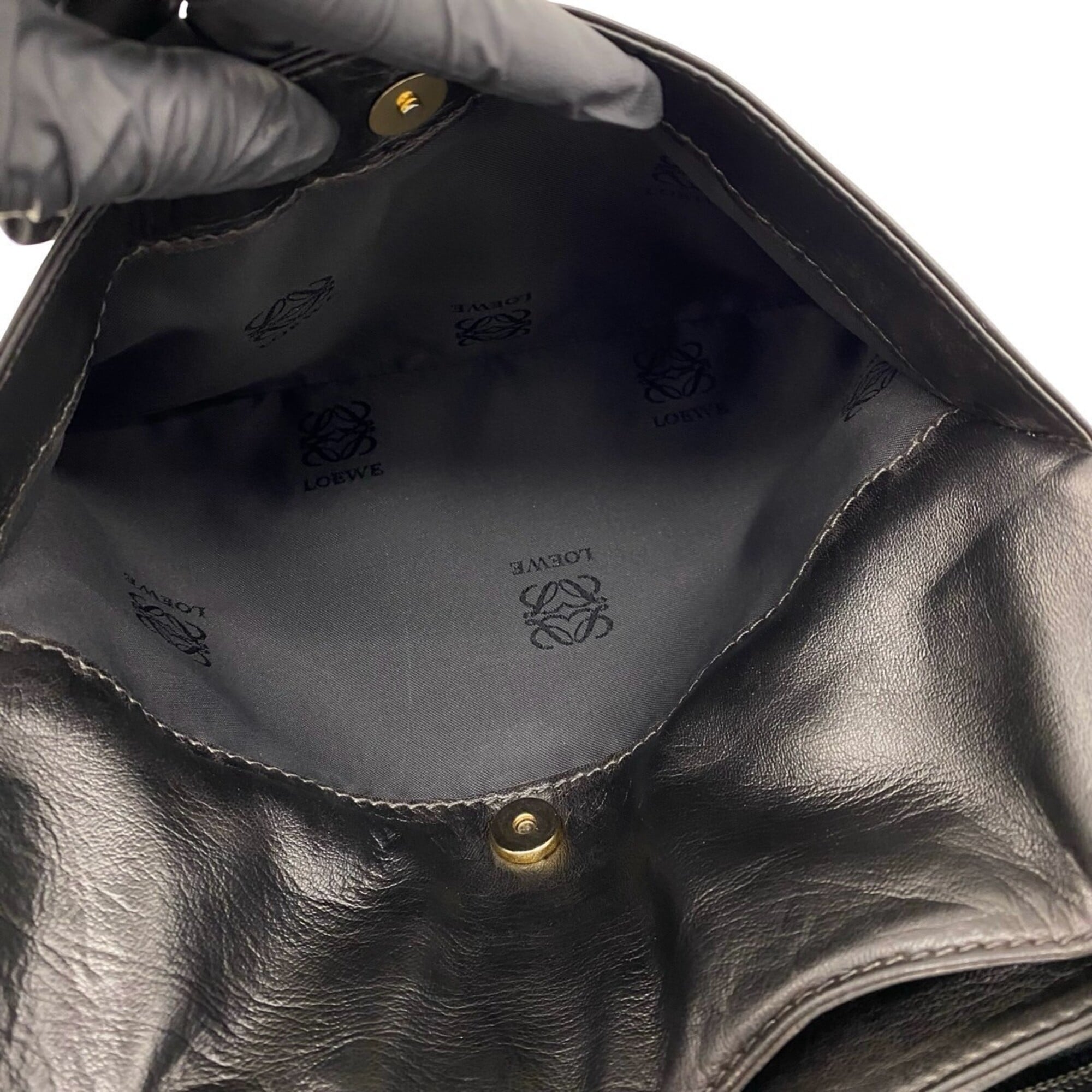 Loewe Black Leather Pochette Shoulder Bag Tote Bag (Pre-Owned)