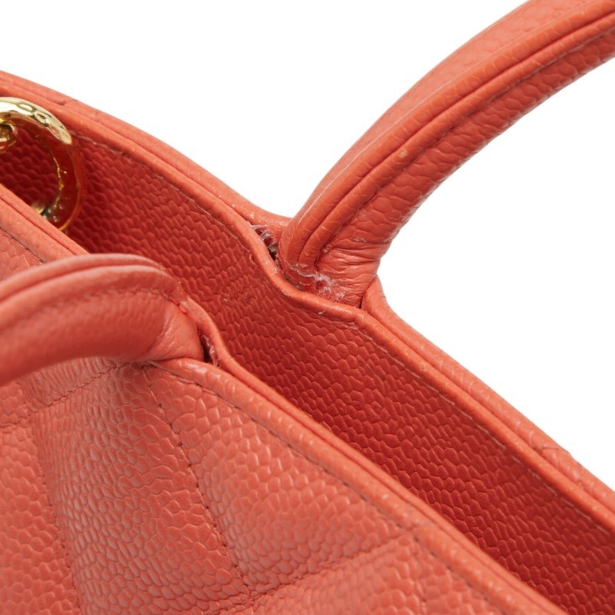 Chanel Matelasse Orange Grained Calfskin Handbag Tote Bag (Pre-Owned)