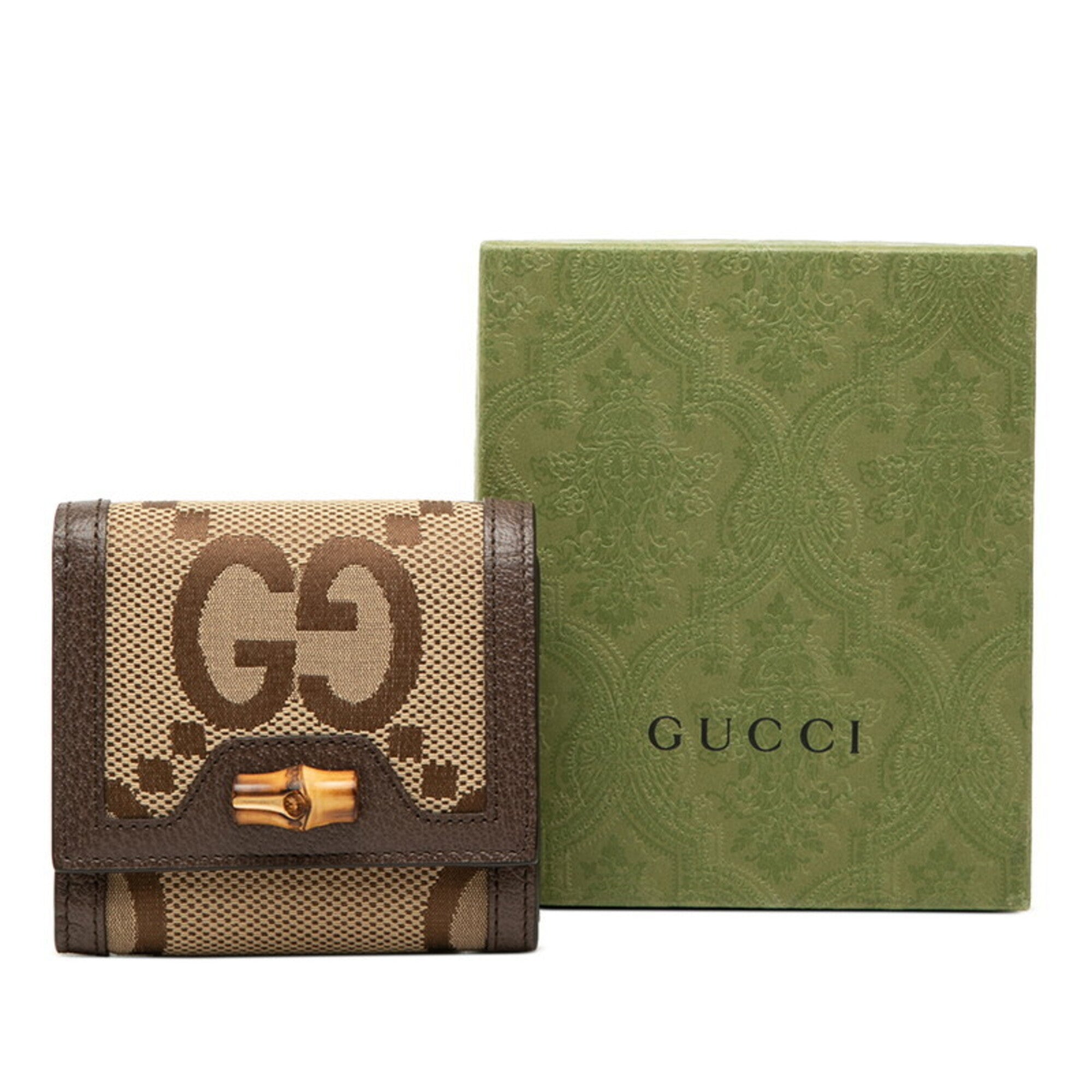 Gucci Beige Brown Canvas Leather Wallet (Bi-Fold) (Pre-Owned)