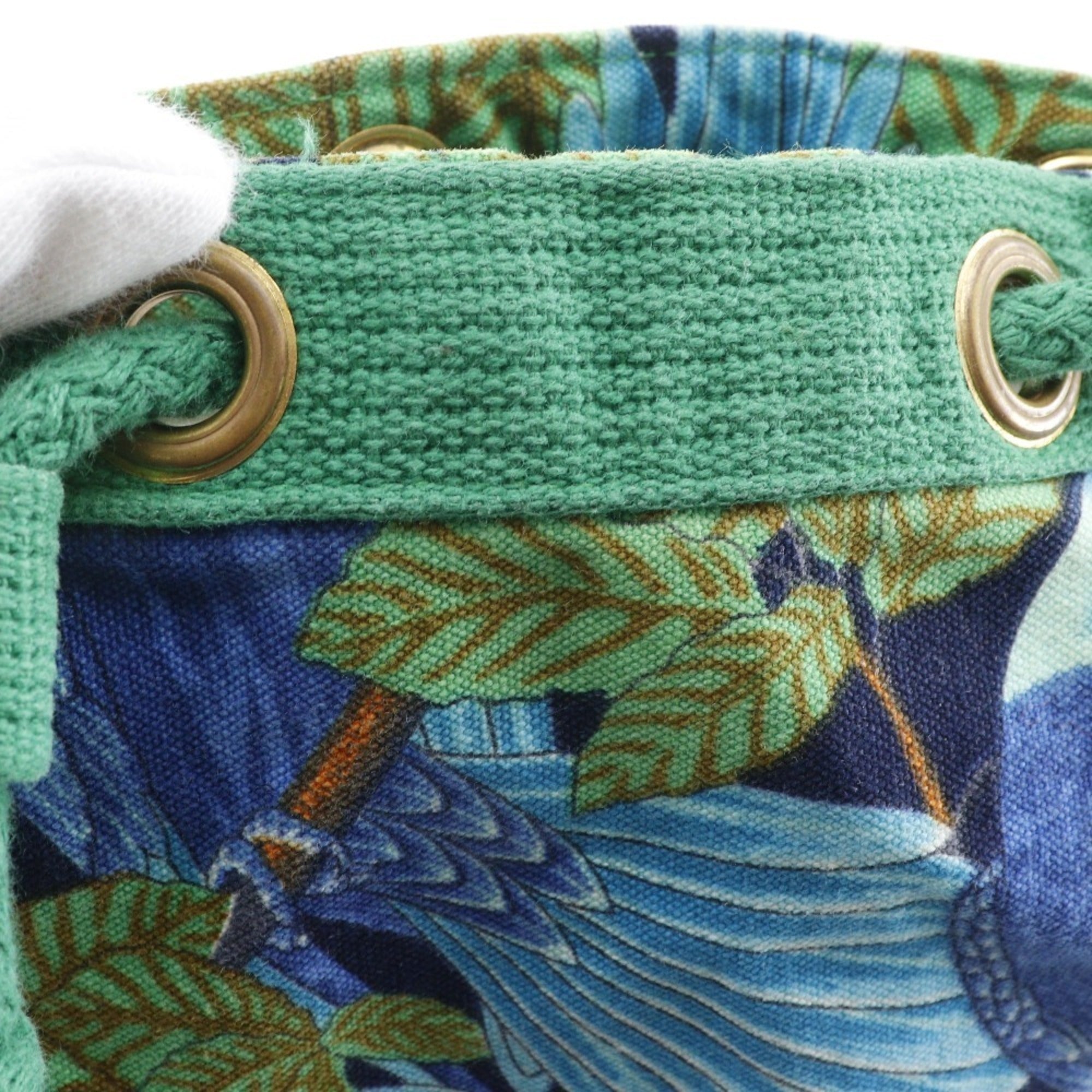 Hermes Green Cotton Shoulder Bag (Pre-Owned)