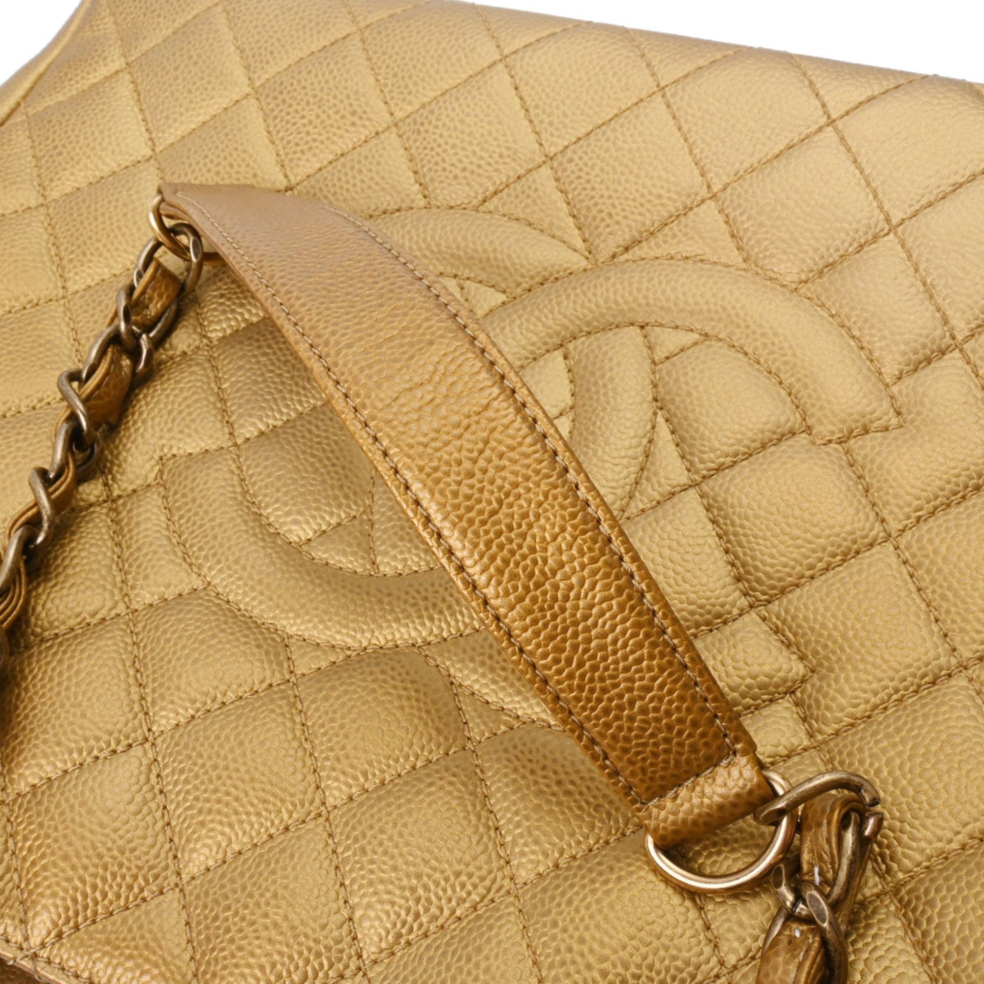 Chanel Caviar Skin Gold Caviar Leather Tote Bag (Pre-Owned)