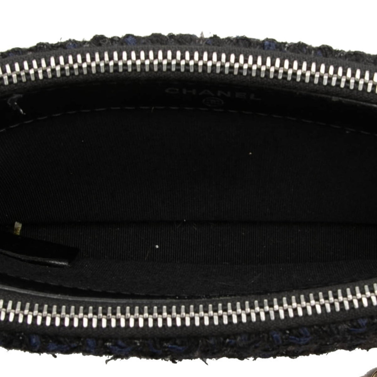 Chanel Black Navy Tweed Leather Shoulder Bag (Pre-Owned)