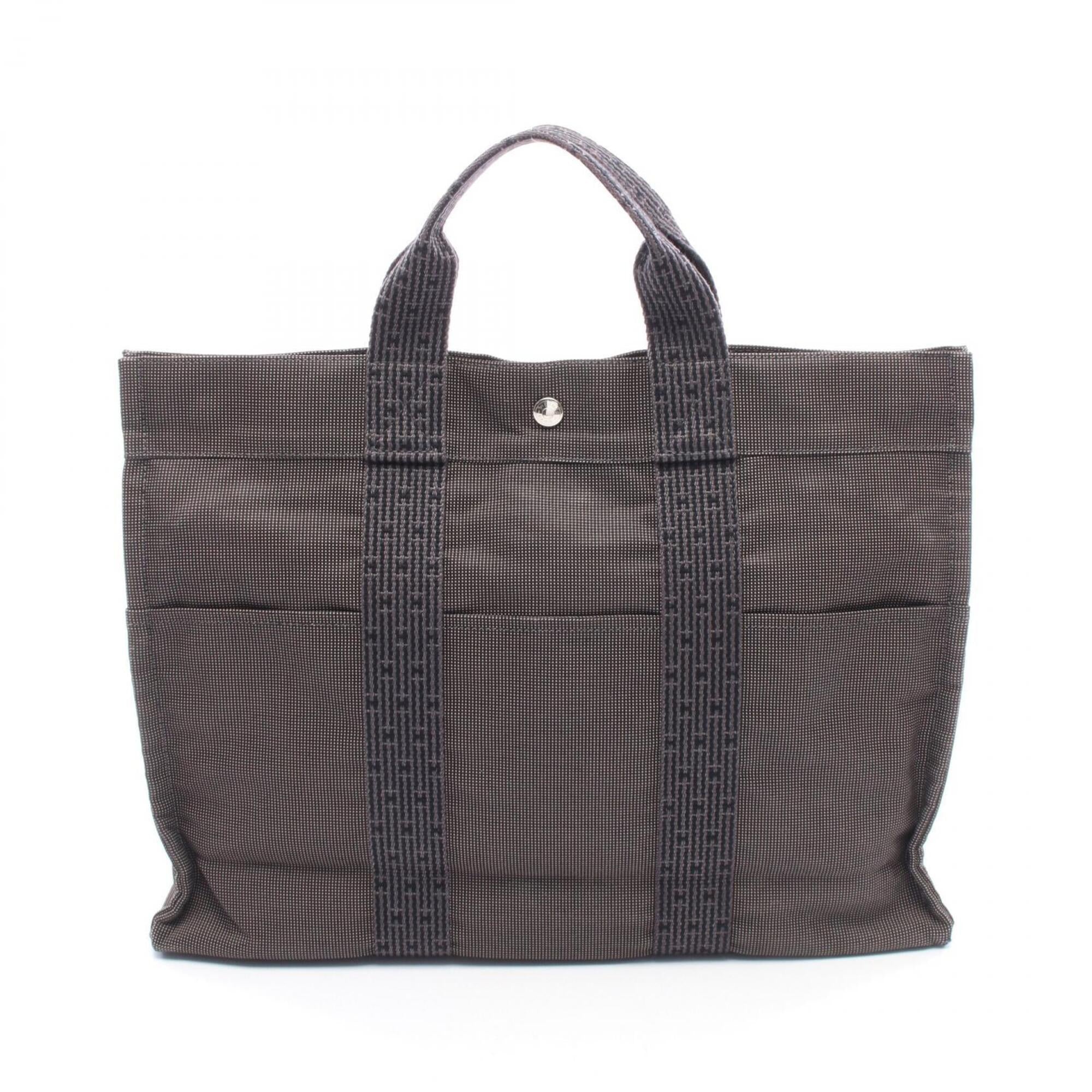 Hermes Gray Canvas Handbag Tote Bag (Pre-Owned)
