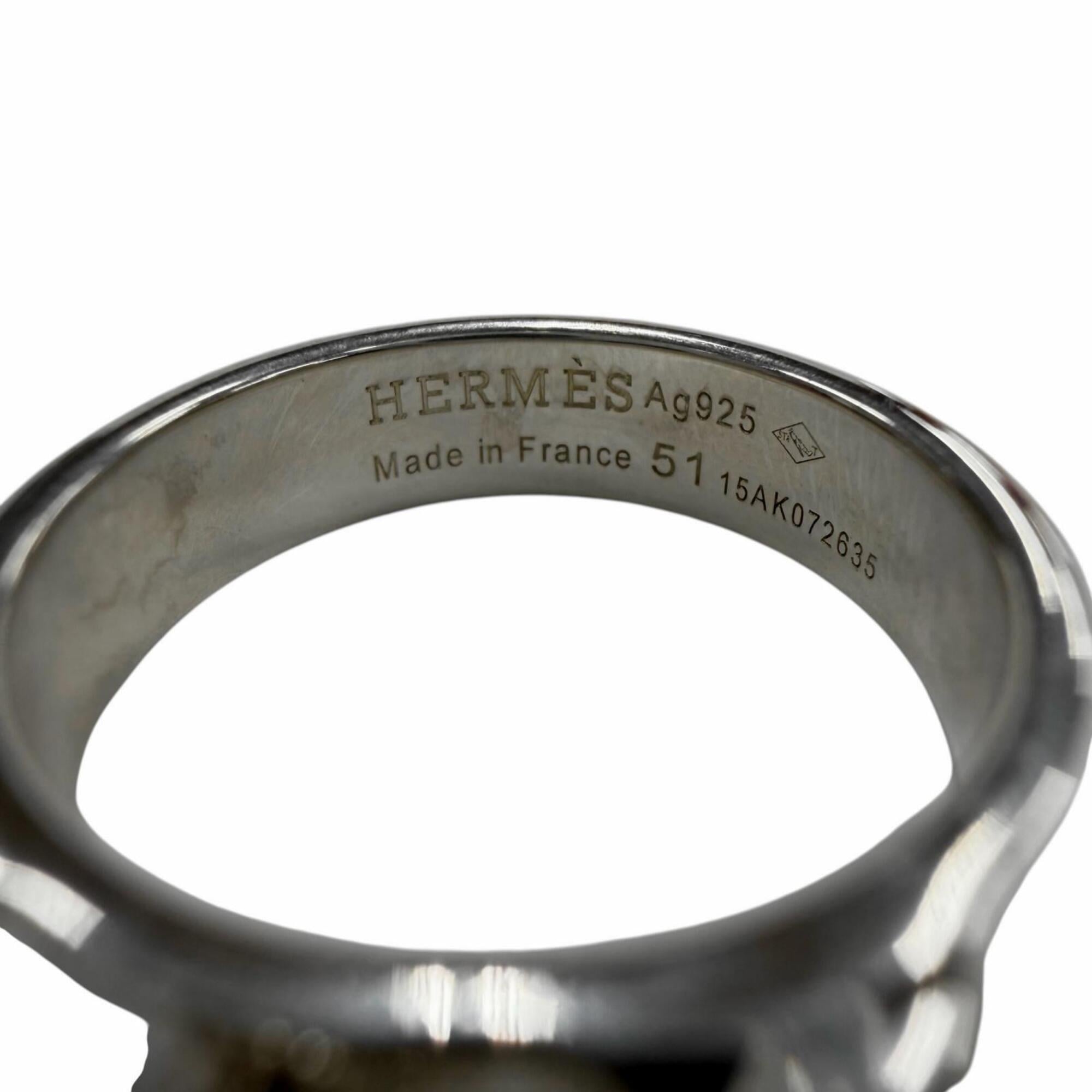 Hermes Silver Silver 925 Band Ring (Pre-Owned)