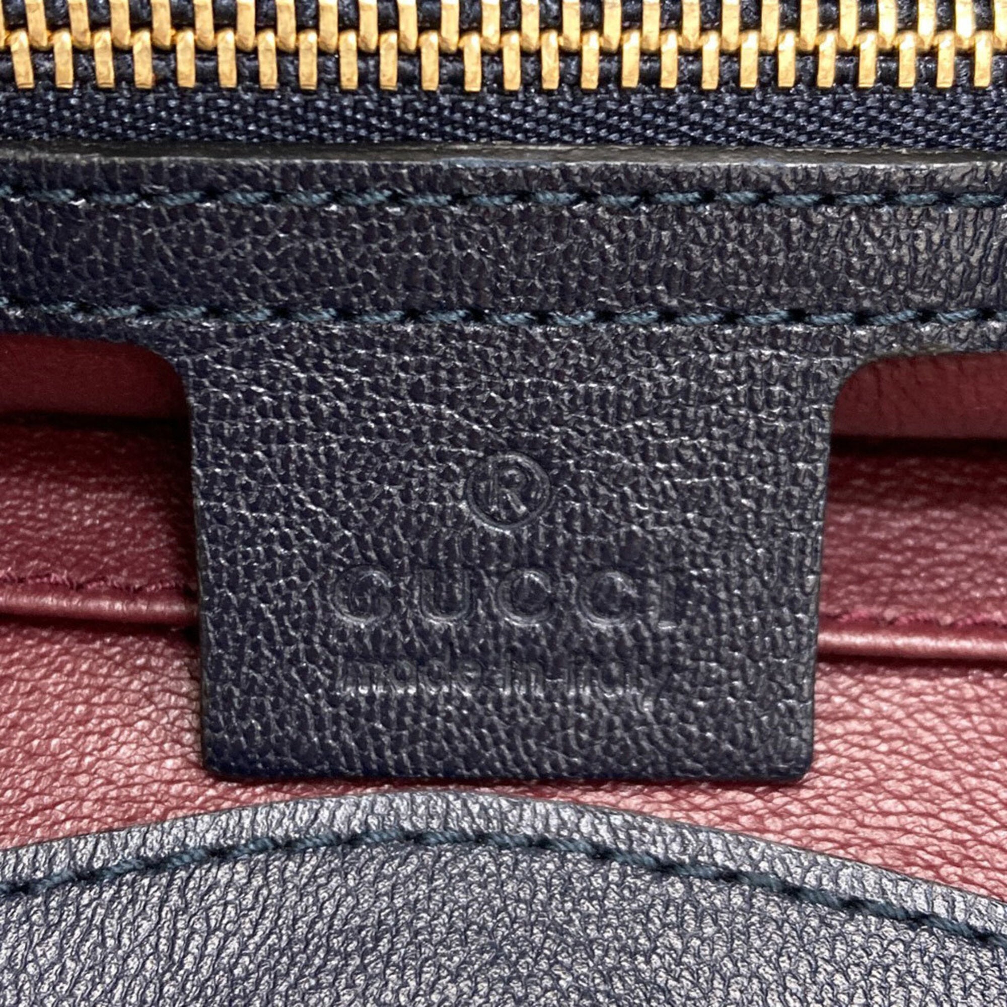 Gucci Beige Navy Canvas Tote Bag (Pre-Owned)