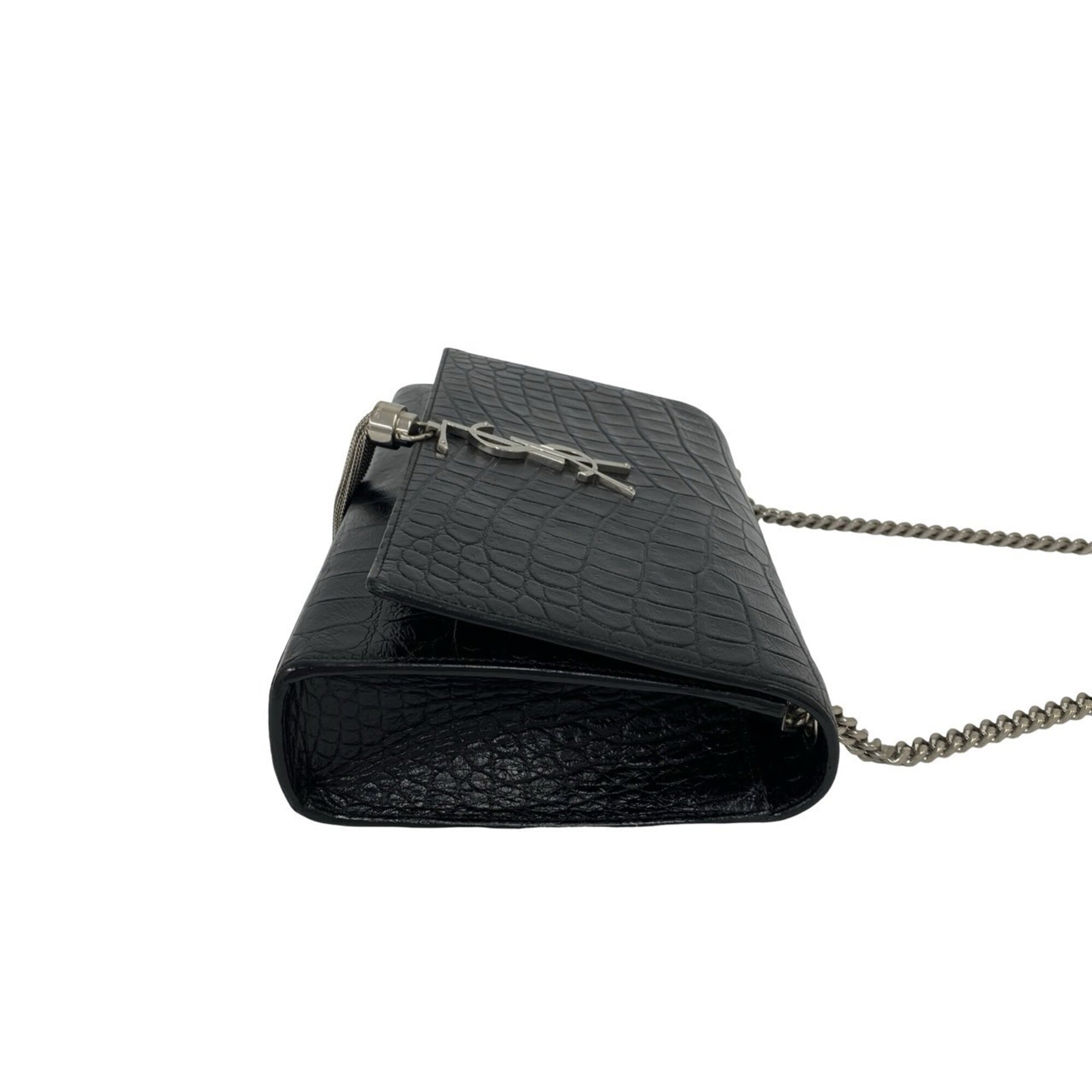 Yves Saint Laurent Black Leather Pochette Shoulder Bag (Pre-Owned)