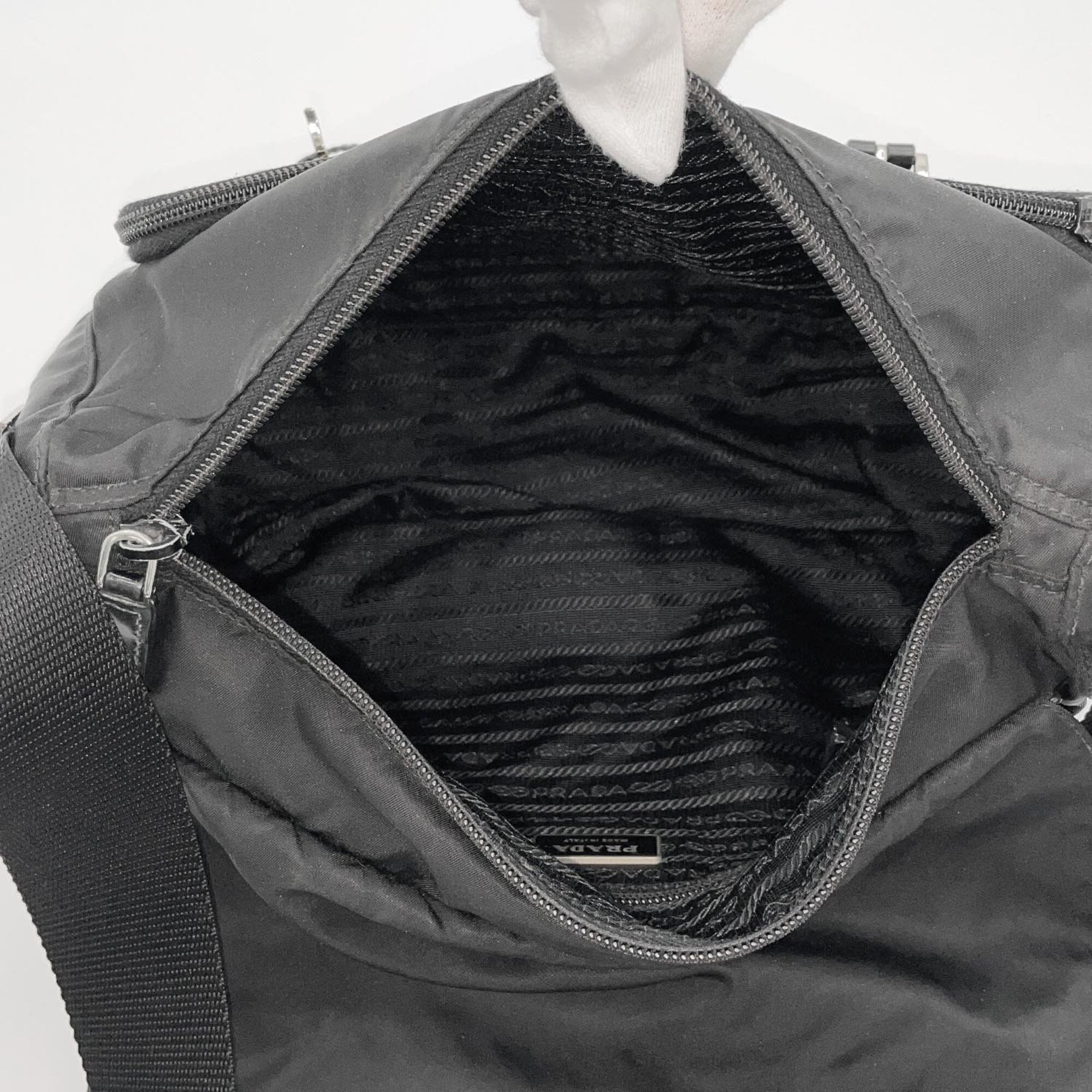 Prada Black Nylon Leather Shoulder Bag (Pre-Owned)
