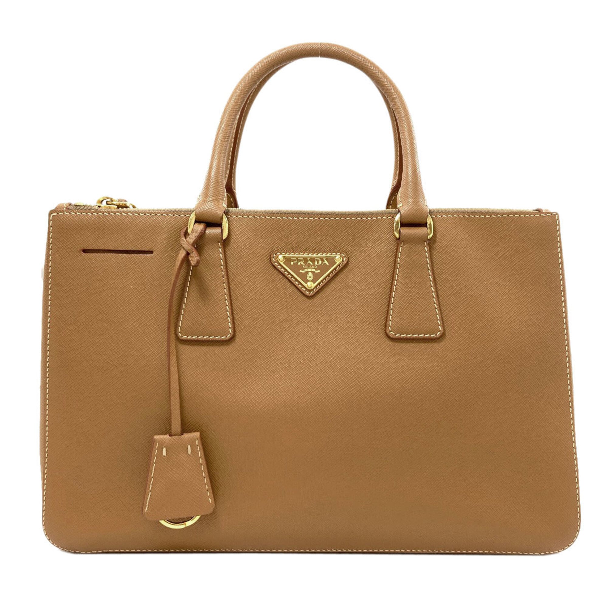 Prada Brown Saffiano Triangle Handbag (Pre-Owned)