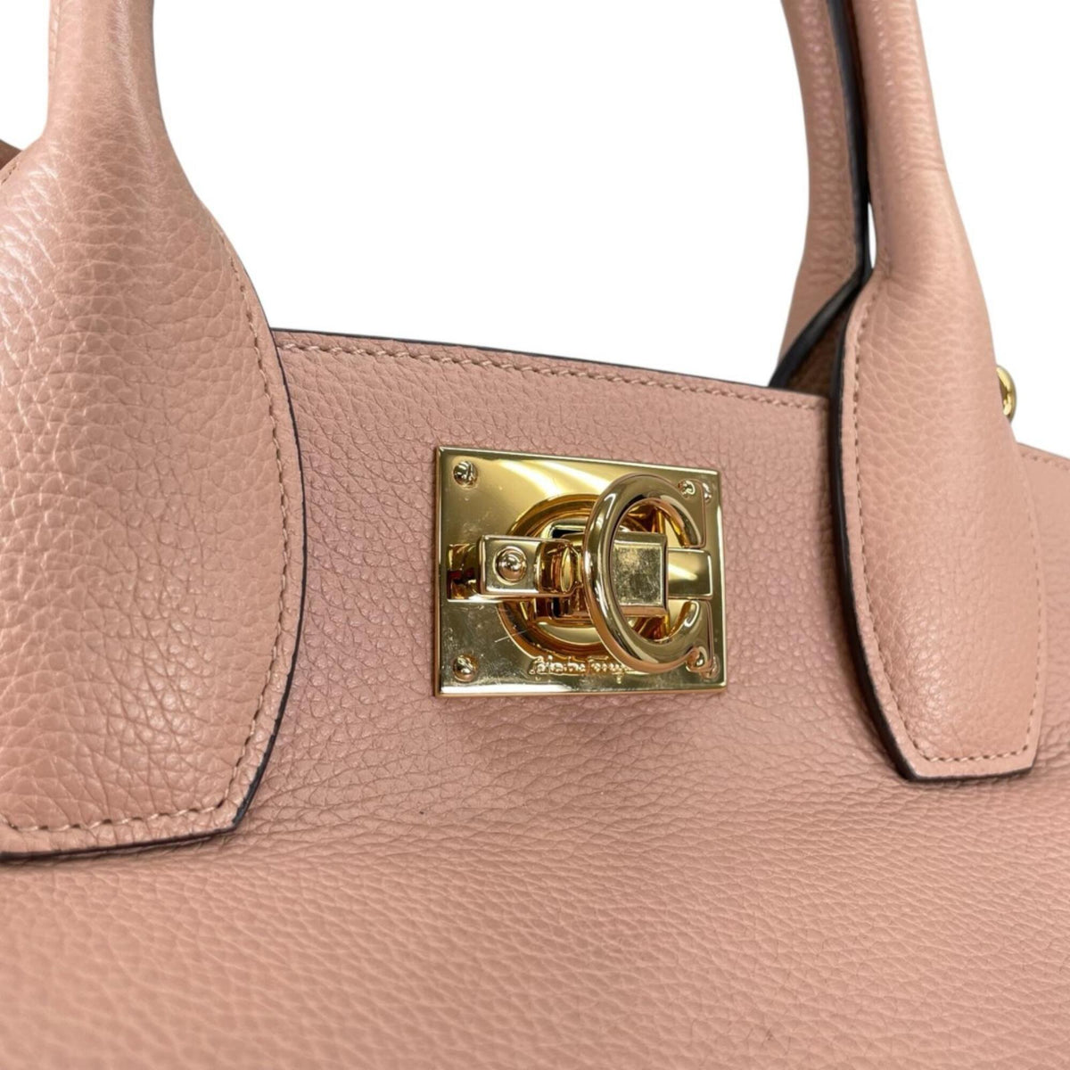 Salvatore Ferragamo Pink Beige Leather Handbag Shoulder Bag (Pre-Owned)