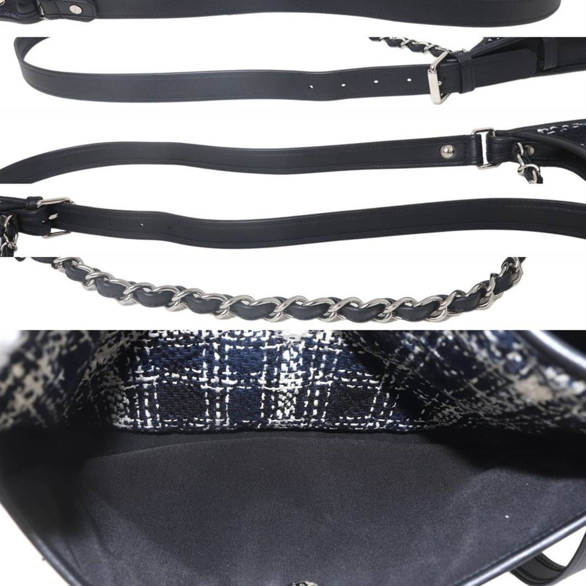 Chanel Navy White Cotton Shoulder Bag (Pre-Owned)