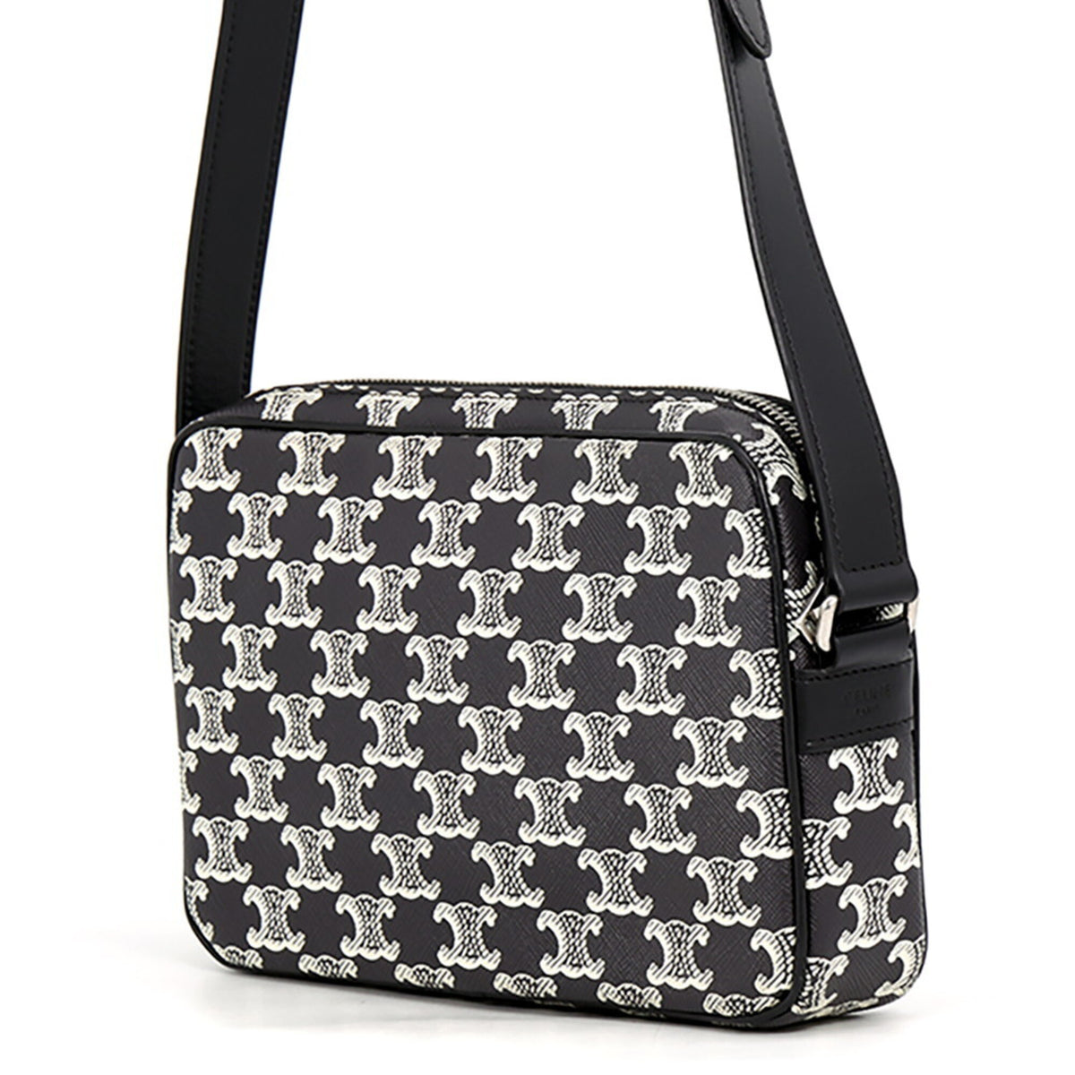 Celine Black White Pvc Leather Messenger Bag Shoulder Bag (Pre-Owned)