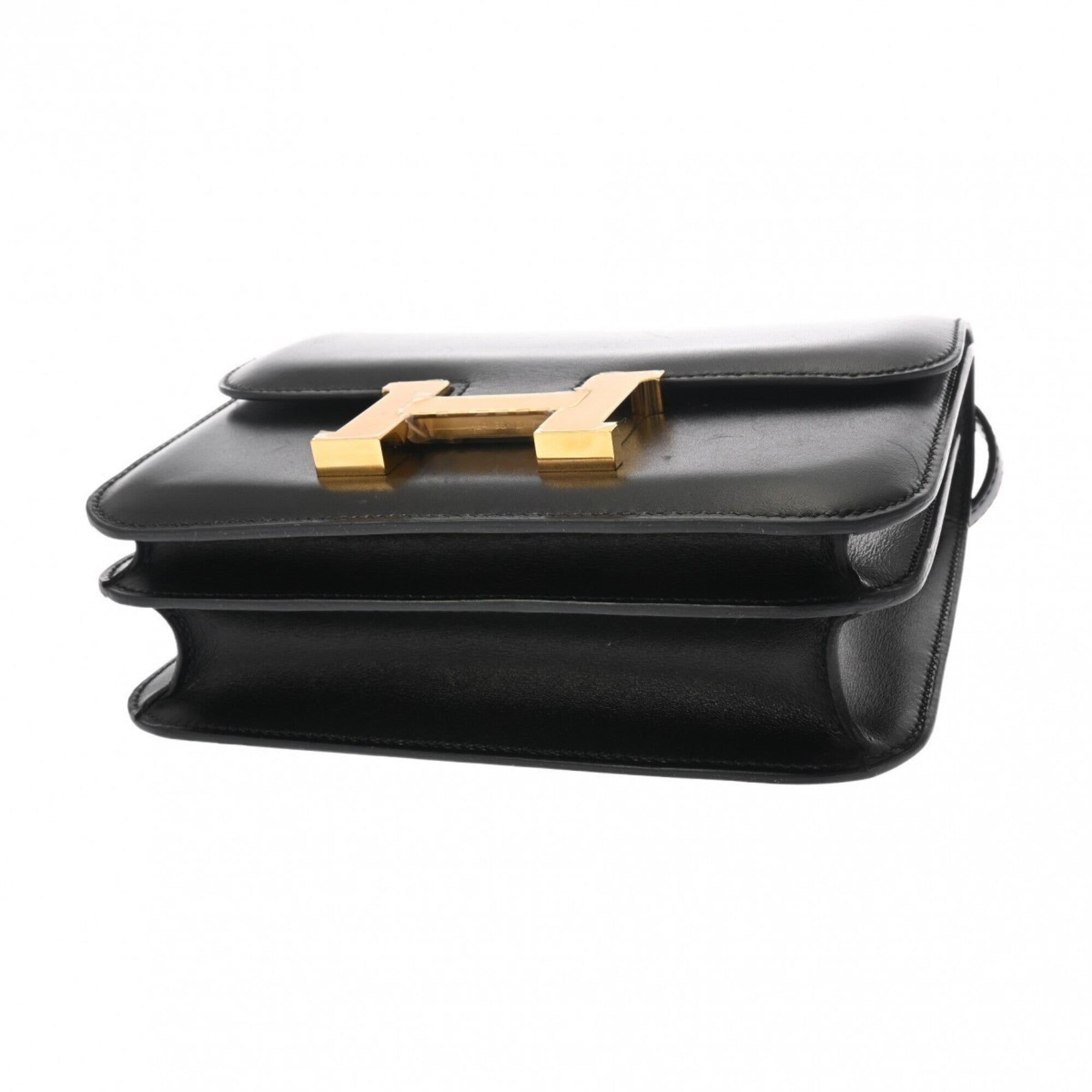 Hermes Black Box Calf Leather Shoulder Bag (Pre-Owned)