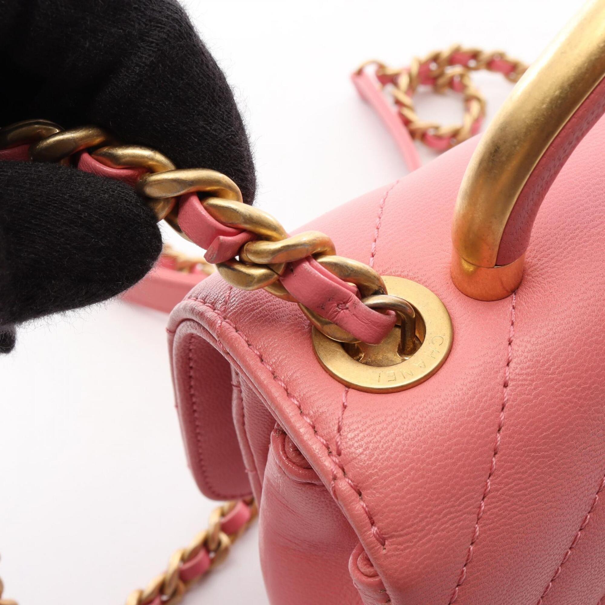Chanel Pink Leather Handbag Shoulder Bag (Pre-Owned)