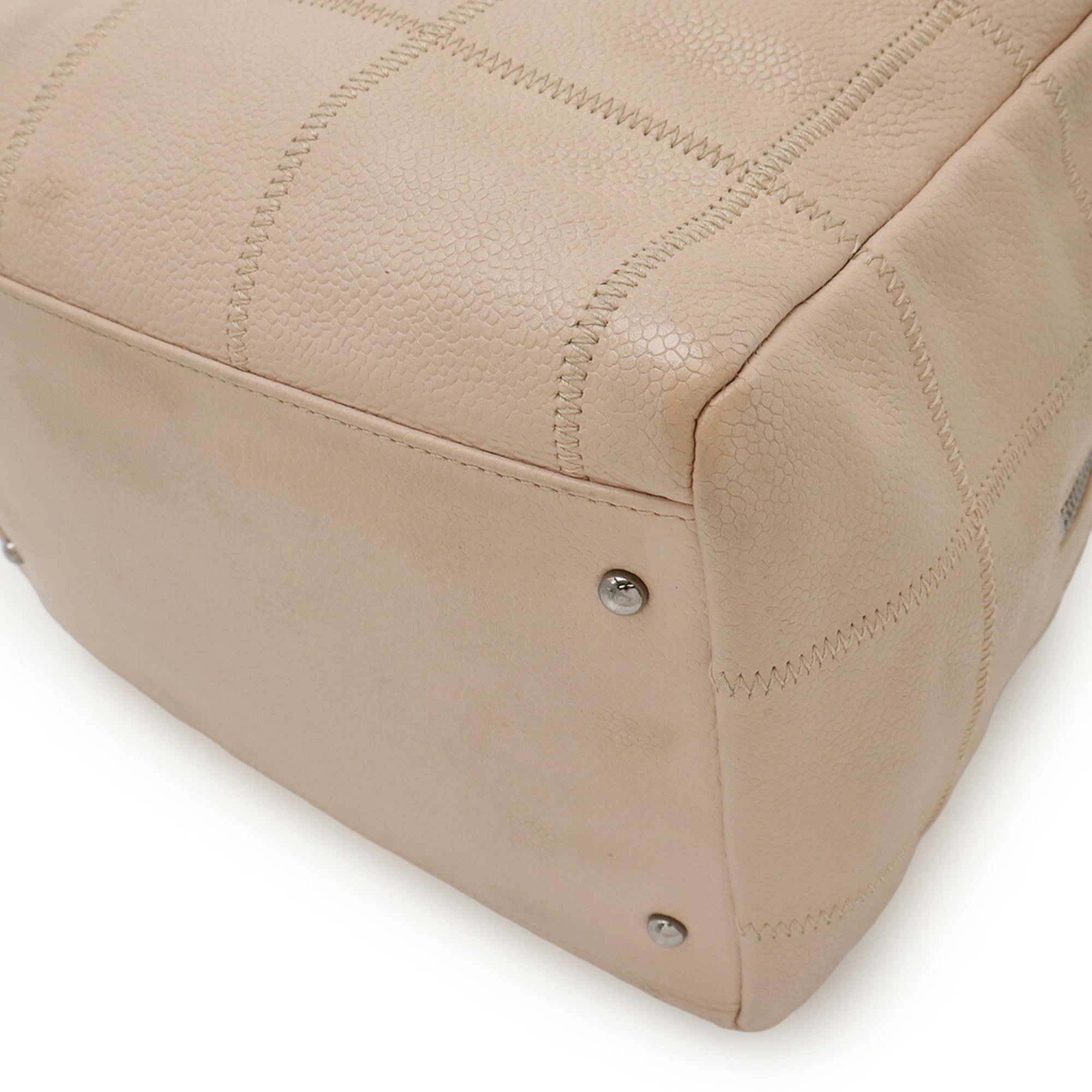 Chanel Pink Beige Grained Calfskin Shoulder Bag (Pre-Owned)