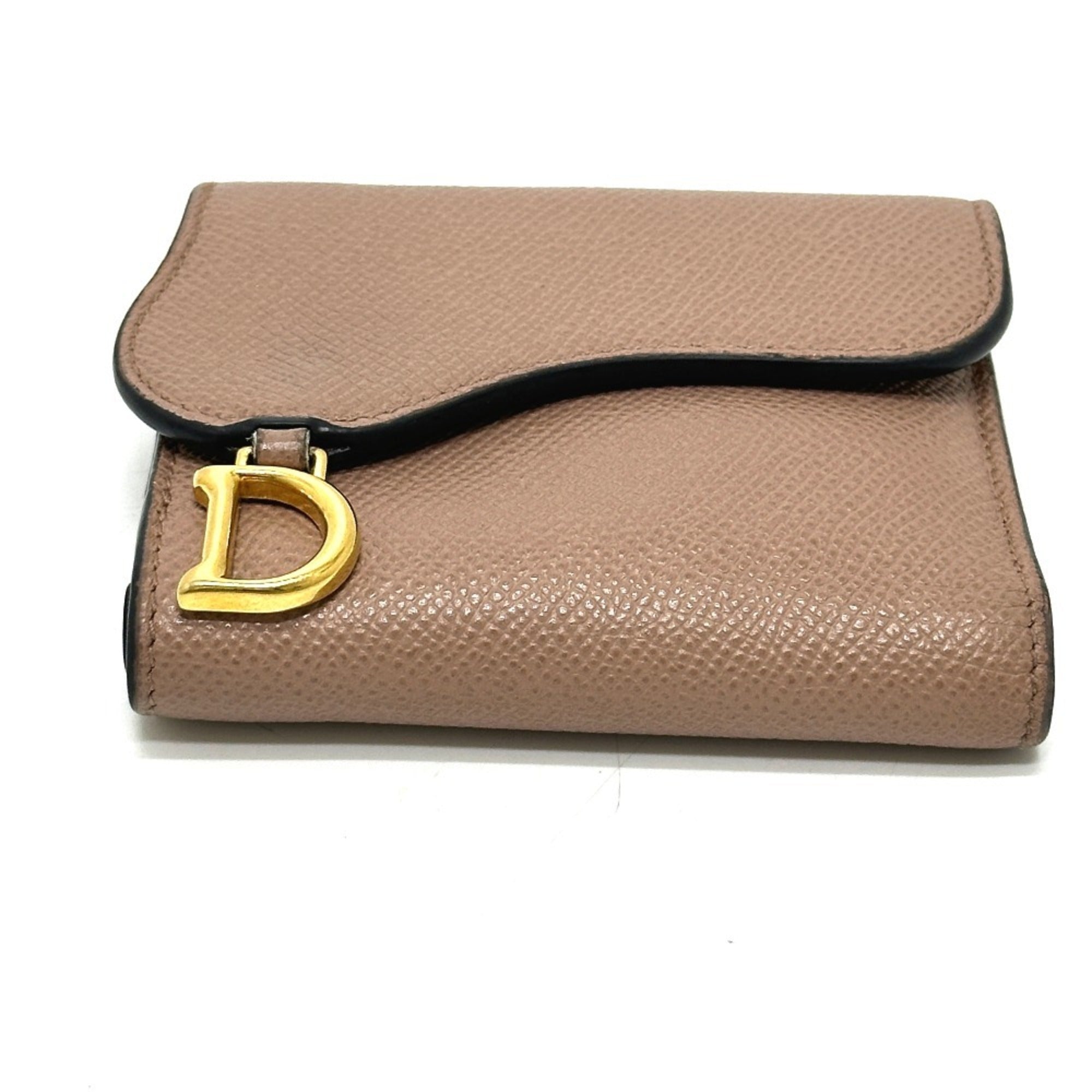 Christian Dior Beige Leather Wallet (Tri-Fold) (Pre-Owned)