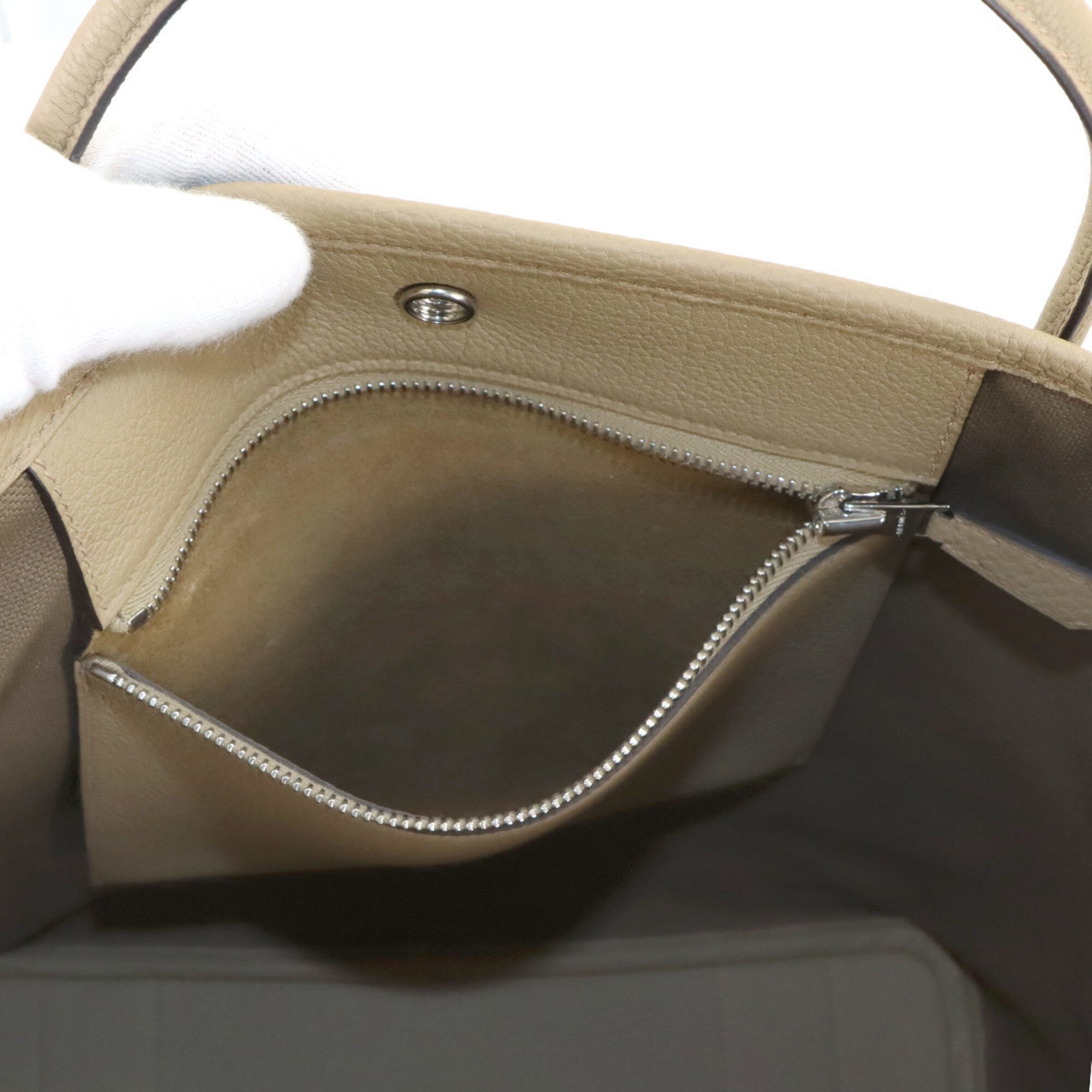 Hermes Beige Etoupe Gray Negonda Leather Handbag Tote Bag (Pre-Owned)