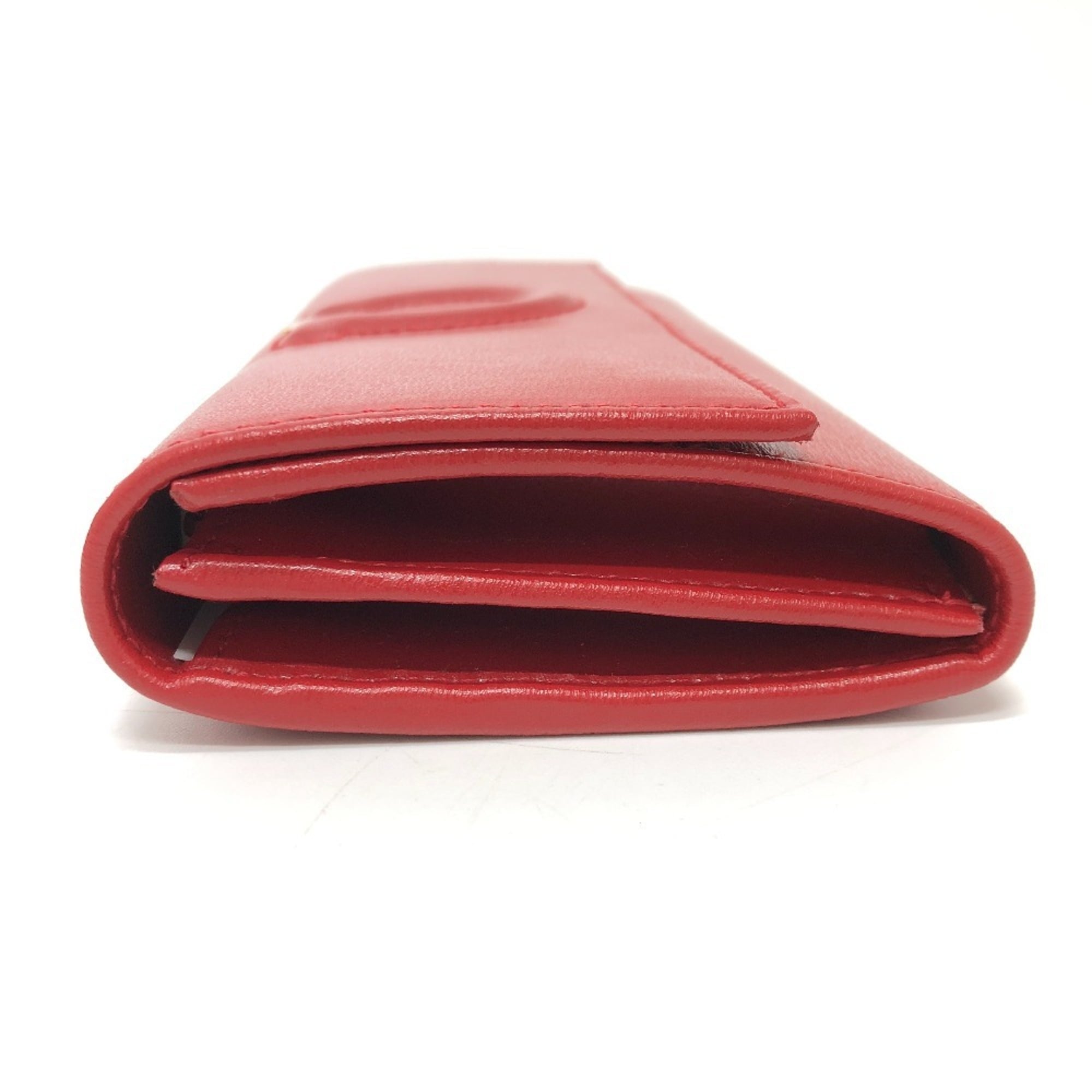 Salvatore Ferragamo Beige Gold Red Color Leather Wallet (Bi-Fold) (Pre-Owned)