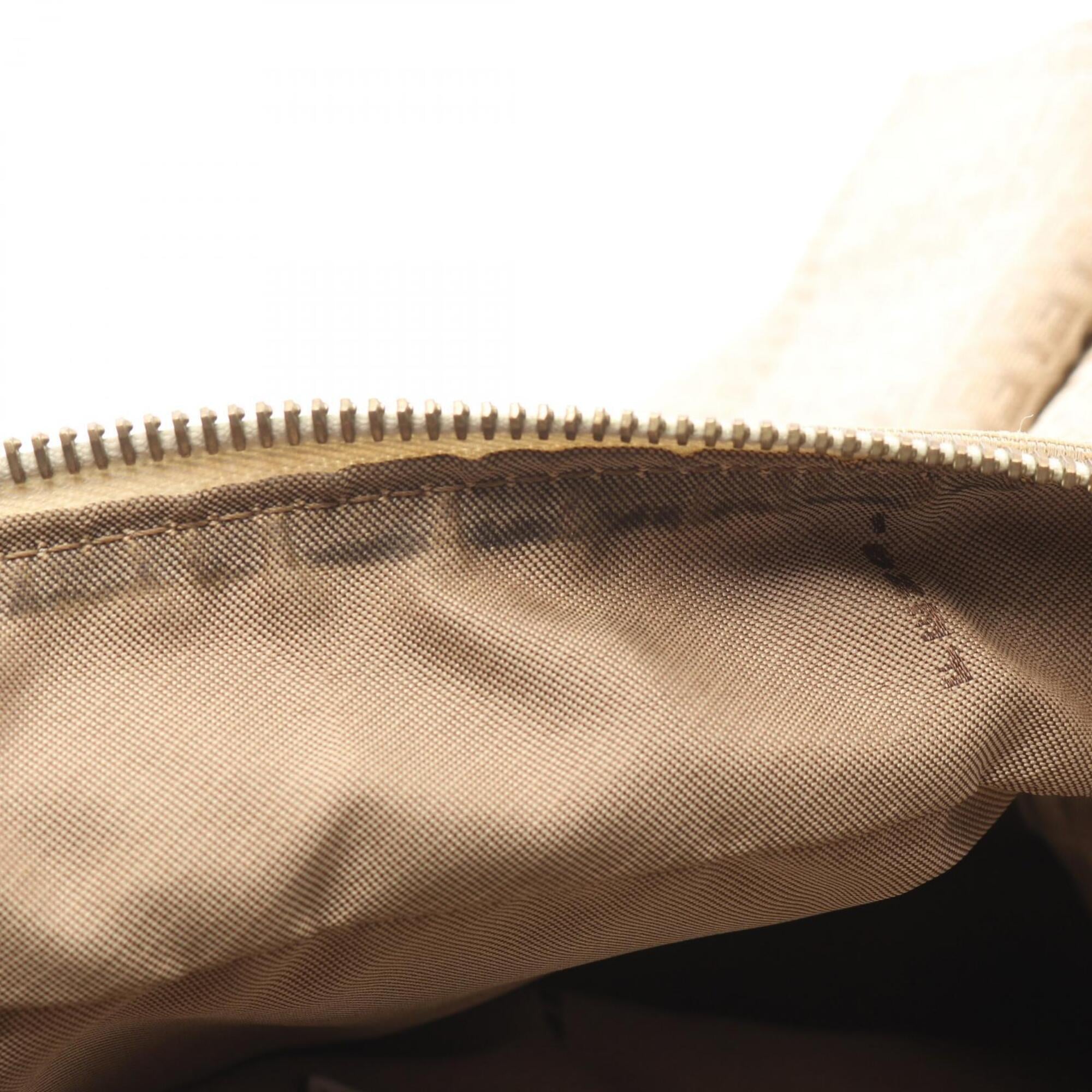 Fendi Beige White Canvas Leather Handbag Shoulder Bag (Pre-Owned)